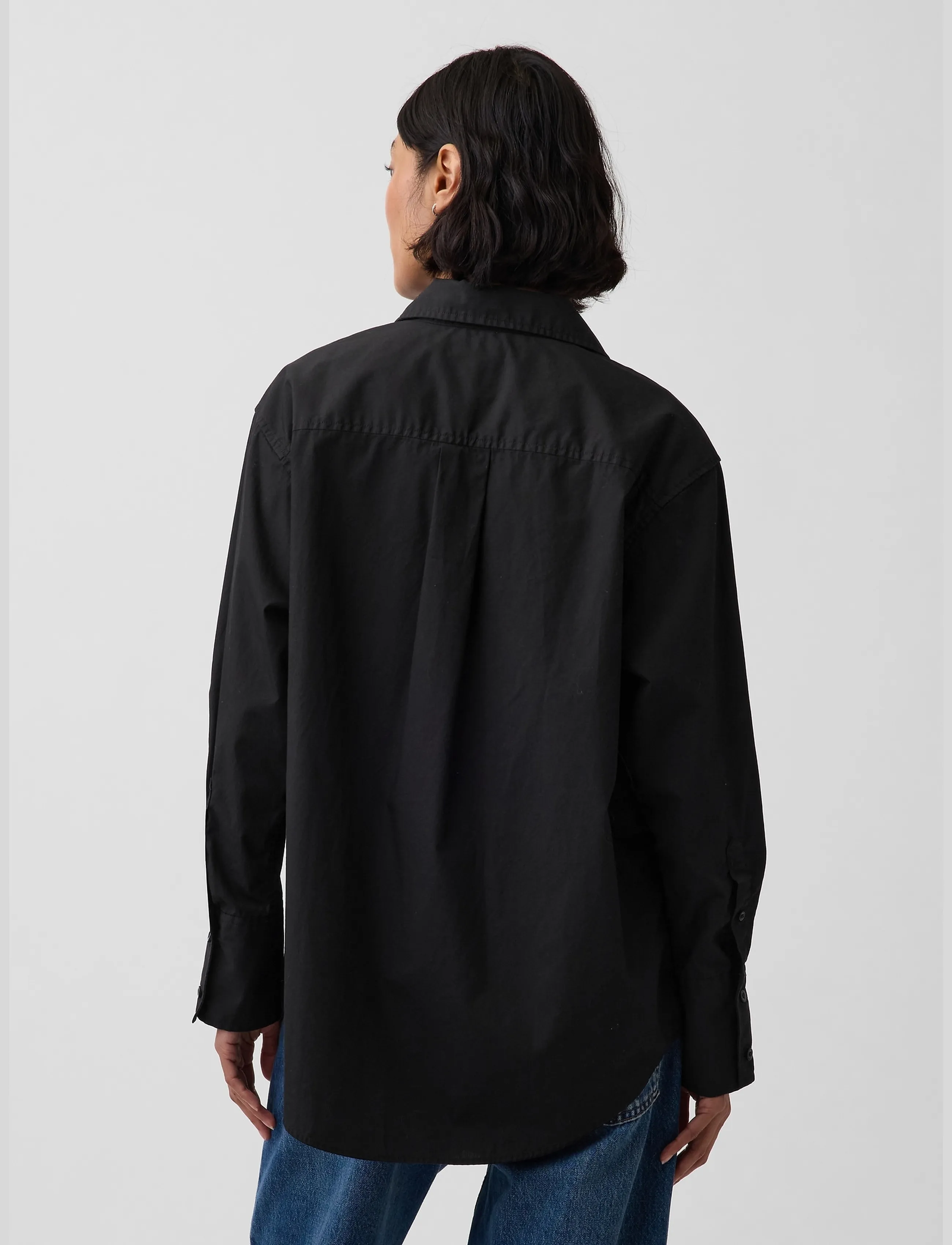 GAP - Organic Cotton Poplin Big Shirt - långärmade skjortor - black 4 - 2
