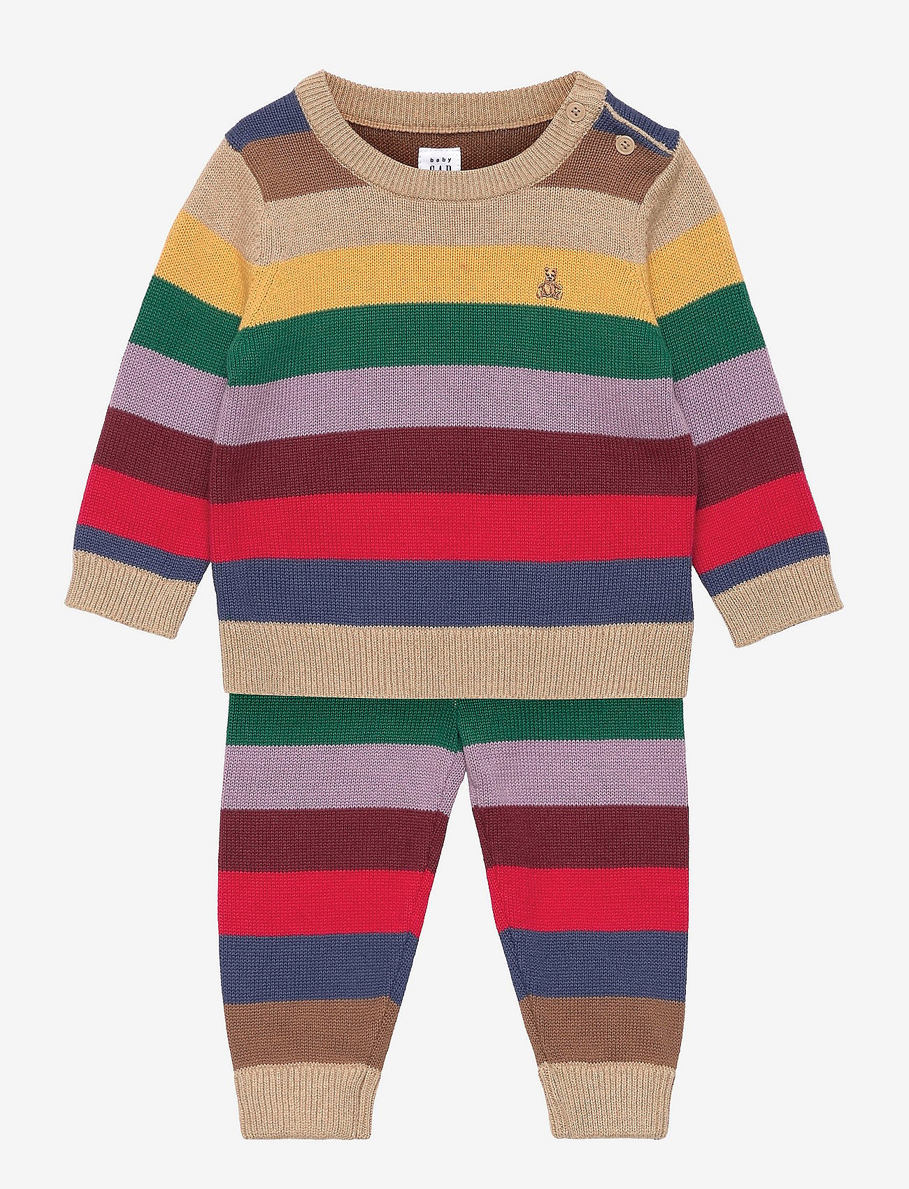 Baby Crewneck Sweater Stripe Print Outfit Set - MULTI STRIPE