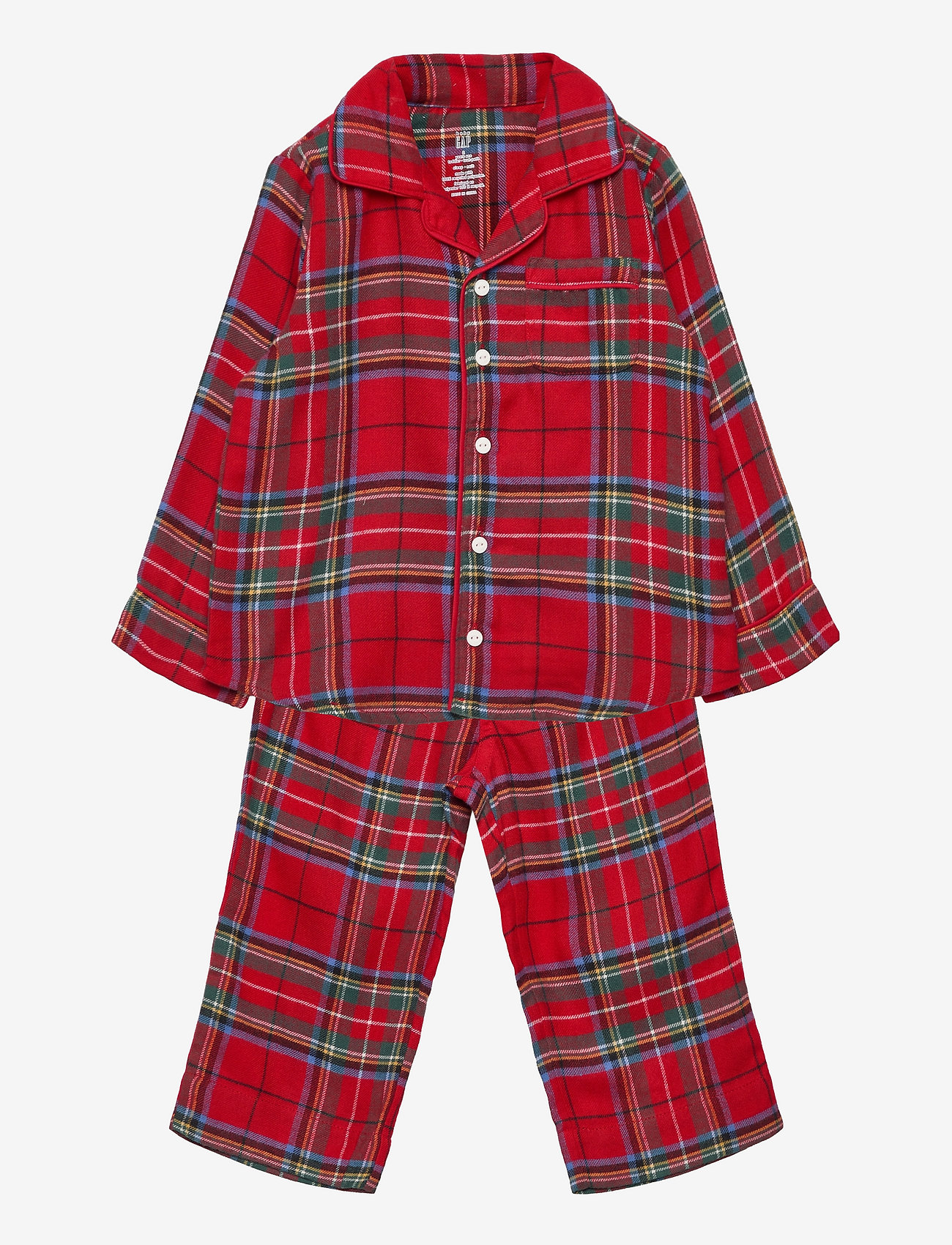 GAP - babyGap 100% Recycled Plaid Print PJ Set - red plaid - 0