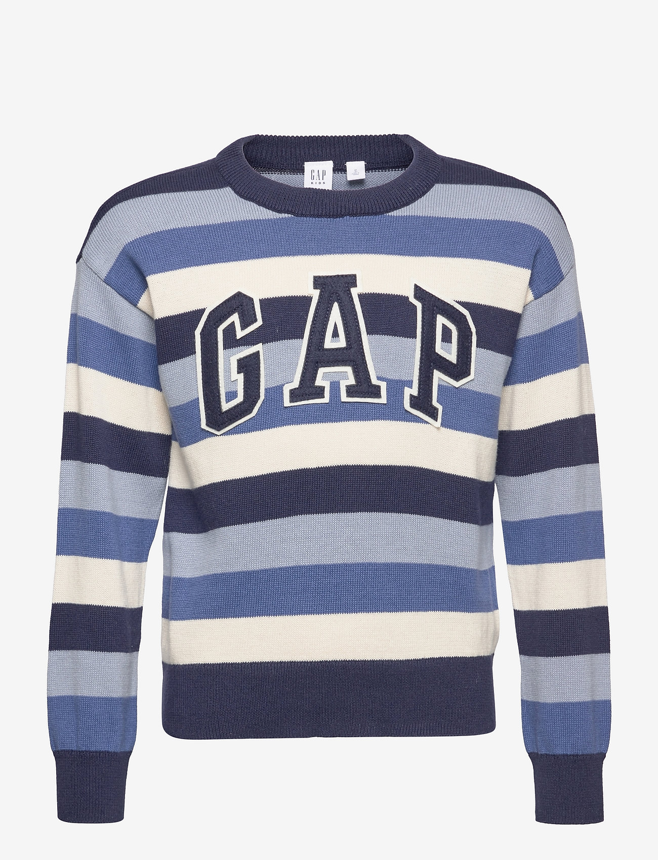 FRAN STRIPED LOGO CREW - COOL BLUE STRIPE