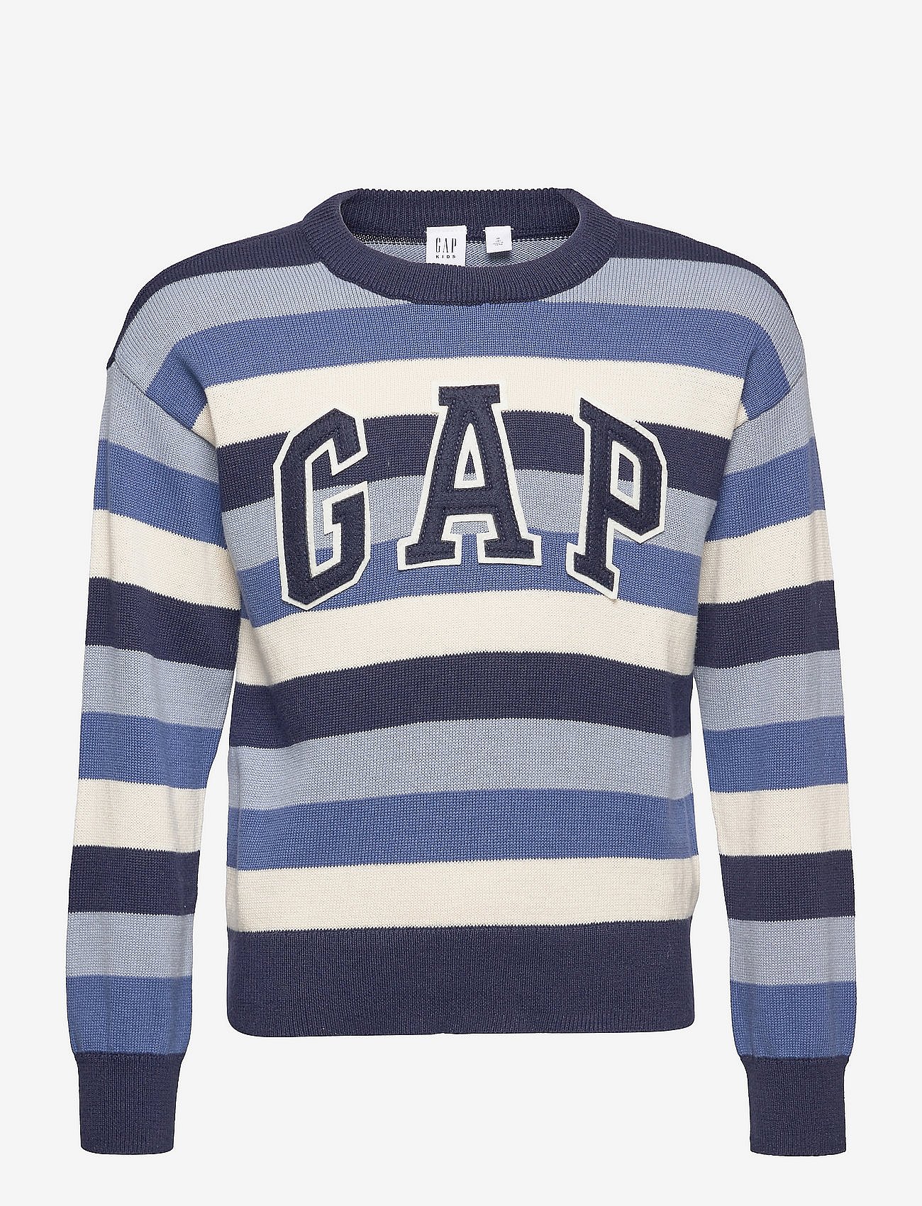 FRAN STRIPED LOGO CREW - COOL BLUE STRIPE