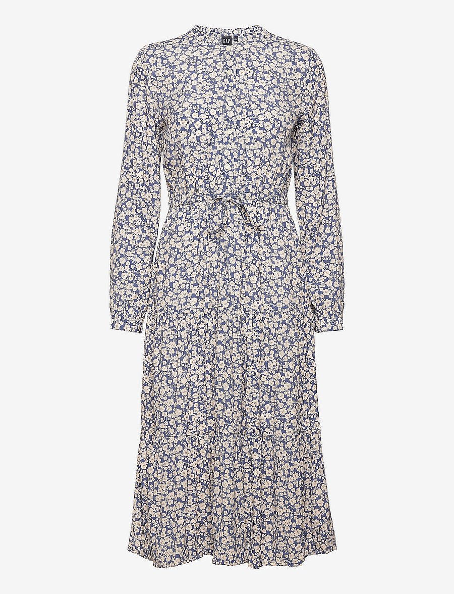 GAP - LENZING™ ECOVERO™ Tiered Midi Dress - blue floral - 0