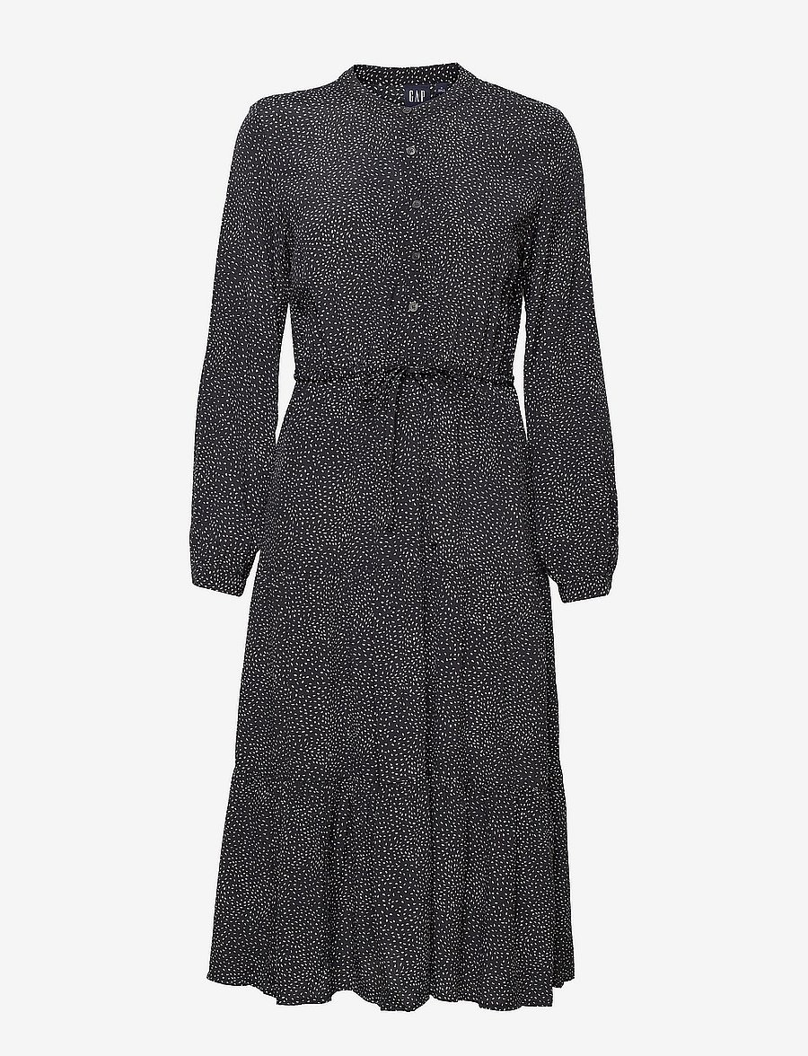 GAP - LENZING™ ECOVERO™ Tiered Midi Dress - dash geo true black - 0