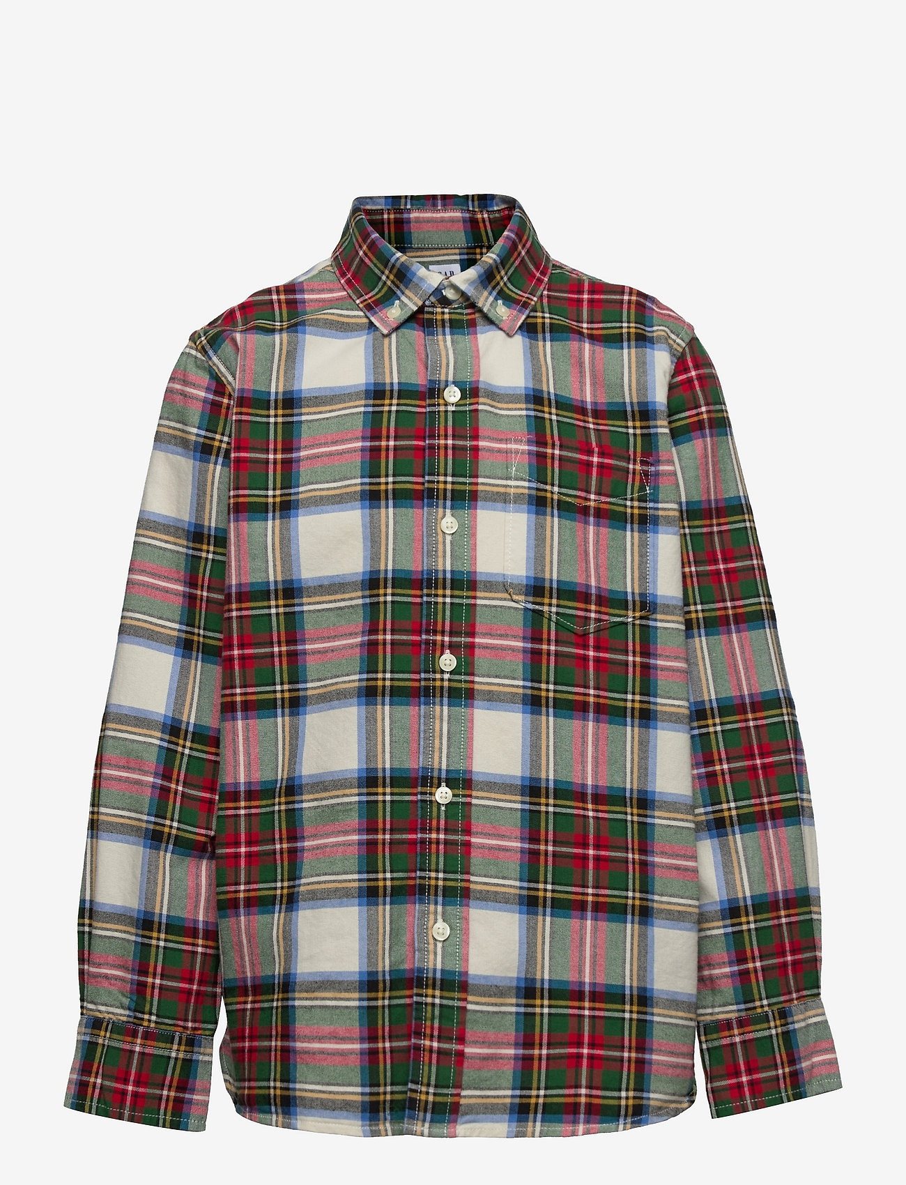 GAP - Kids Plaid Oxford Shirt - red/ white plaid - 0