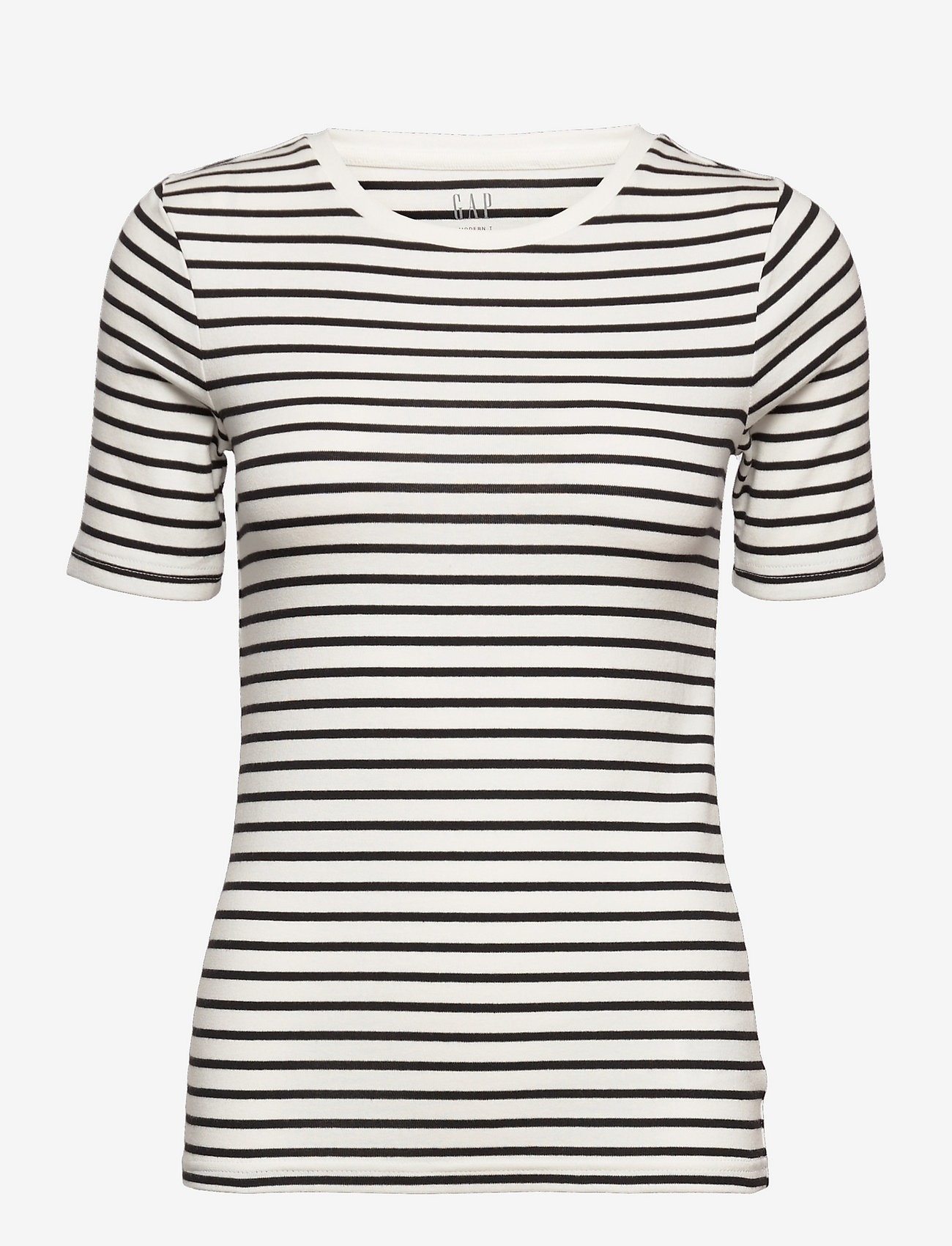 Modern Crewneck T-Shirt - WHITE W BLACK STRIPES