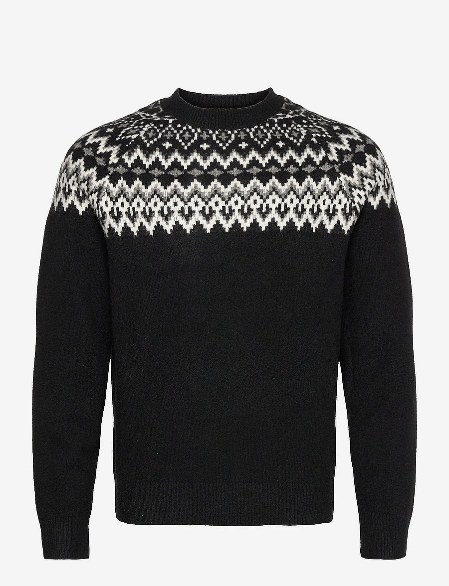 GAP - Recycled Fair Isle Crewneck Sweater - true black - 0