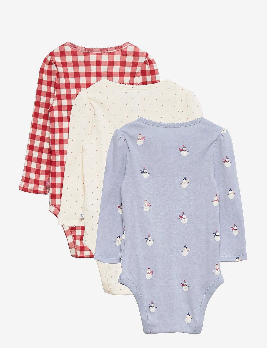 GAP - Baby 100% Organic Cotton Print Bodysuit (3-Pack) - ice blue 740 - 1