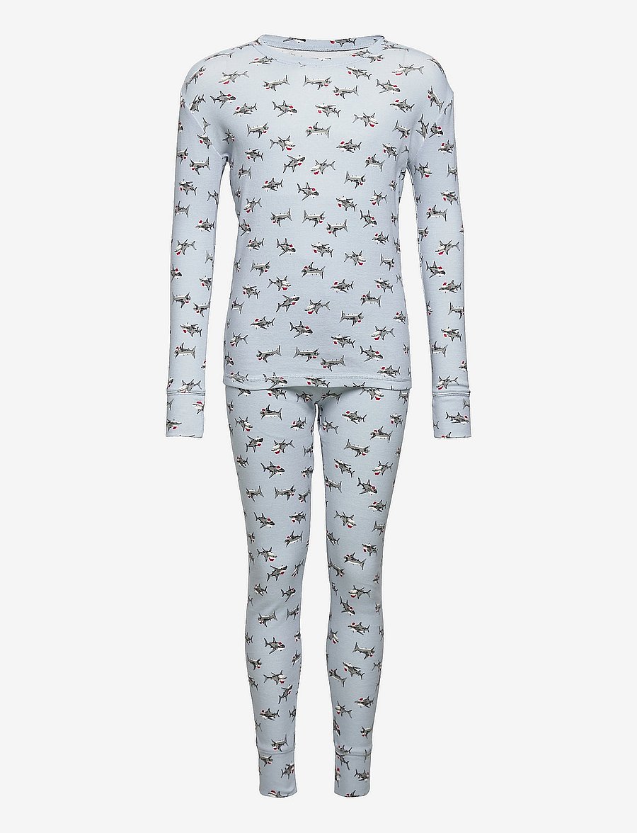 GAP - Kids 100% Organic Cotton Holiday Print PJ Set - ice blue 740 - 0