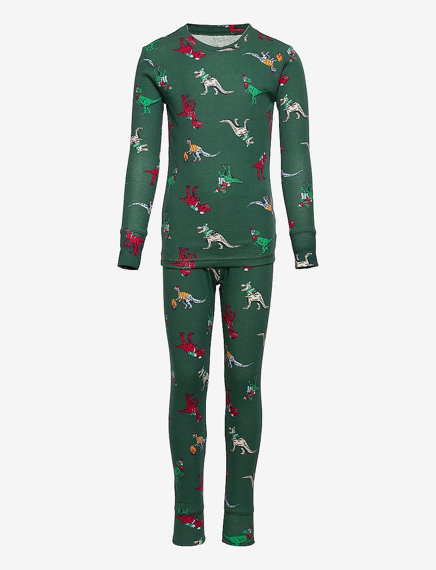 GAP - Kids 100% Organic Cotton Dinosaur Print PJ Set - bistro green 19-5408 - 0