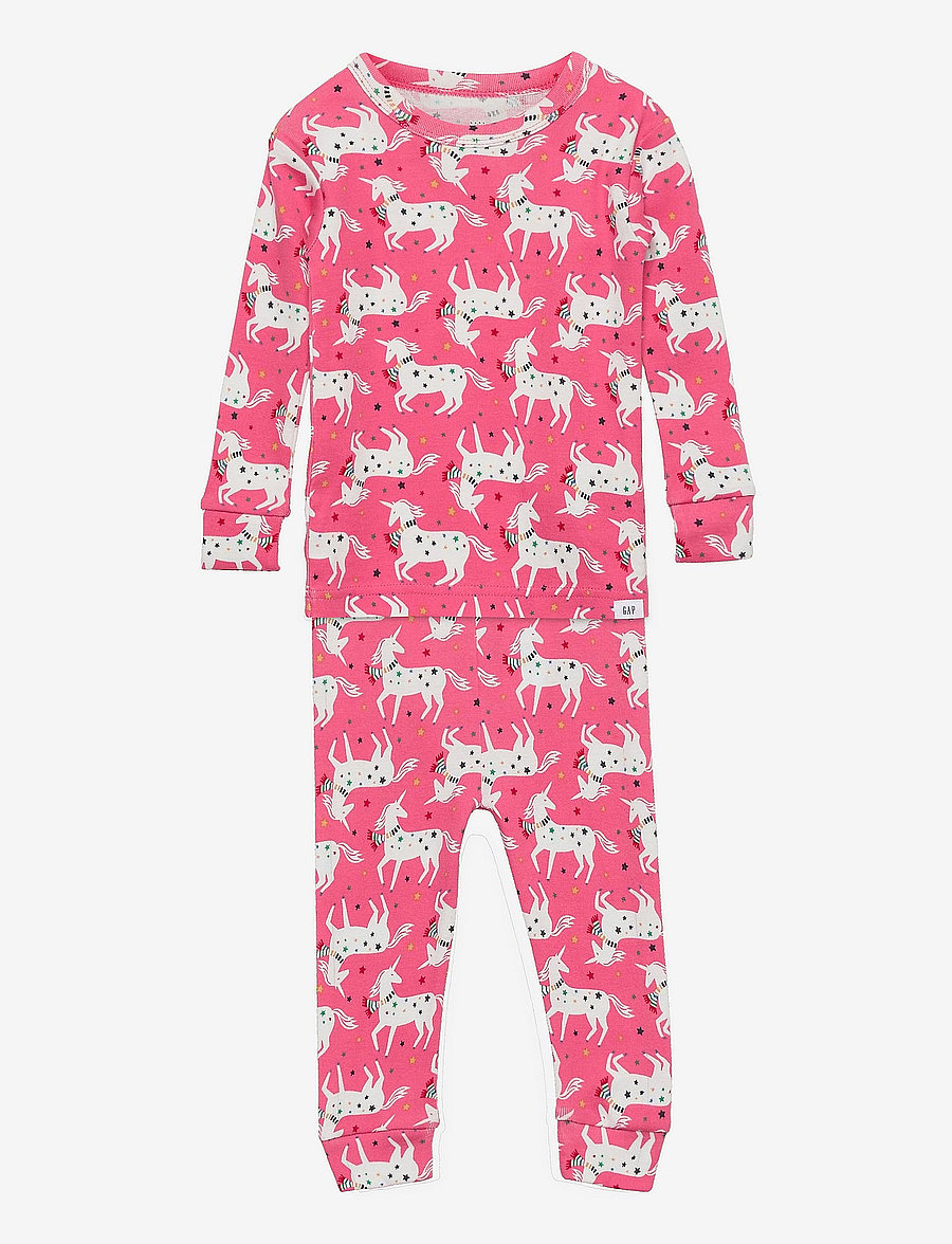 GAP - babyGap 100% Organic Cotton Unicorn Print PJ Set - coral - 0