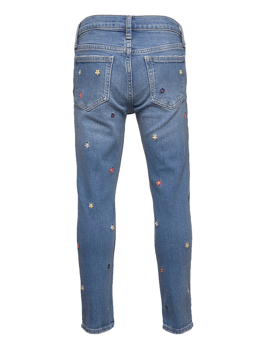 GAP - Kids' High Rise Embroidered Pencil Slim Fit Jeans with - medium wash - 1