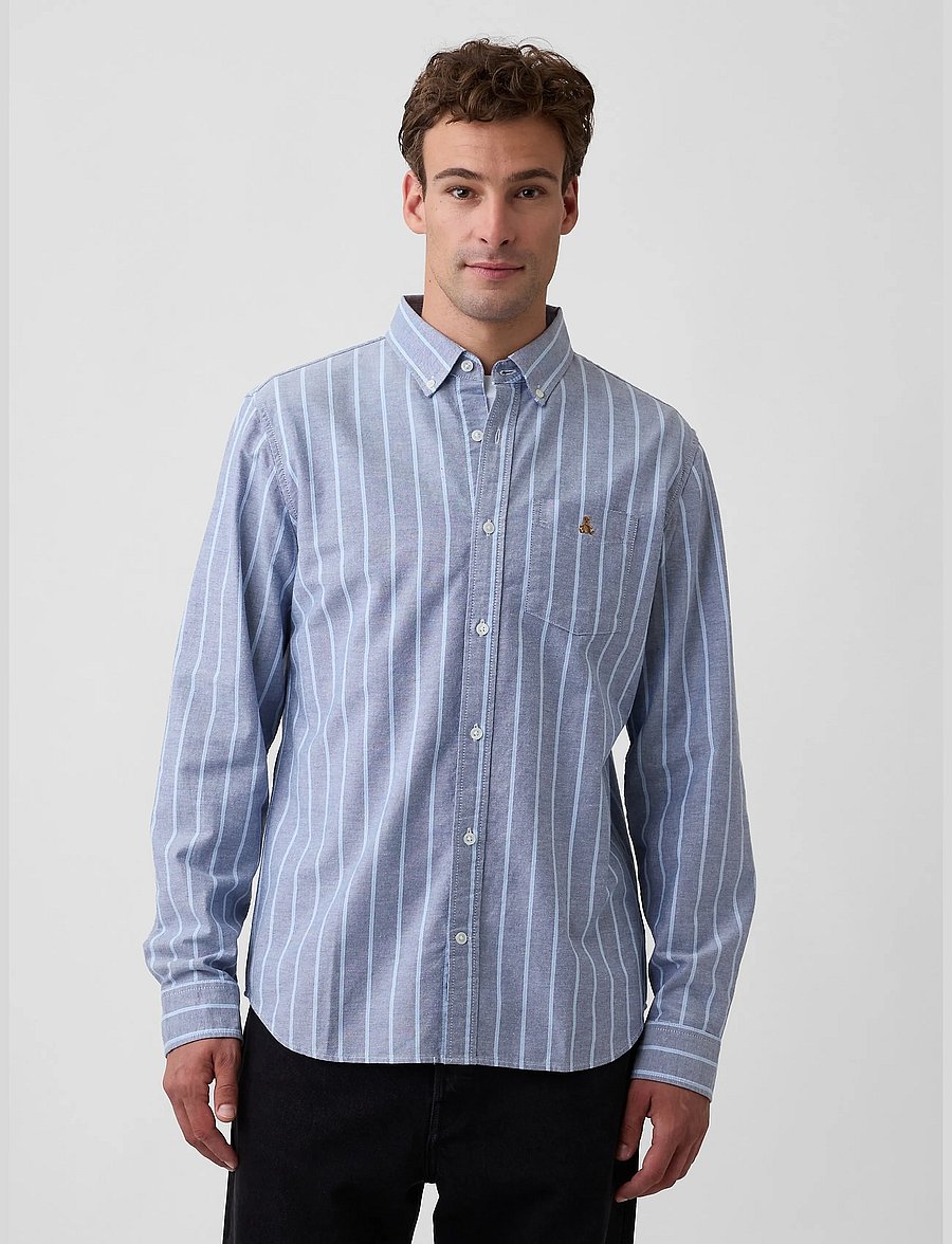 GAP - Oxford Shirt in Standard Fit - gestreifte hemden - blue track stripe - 0