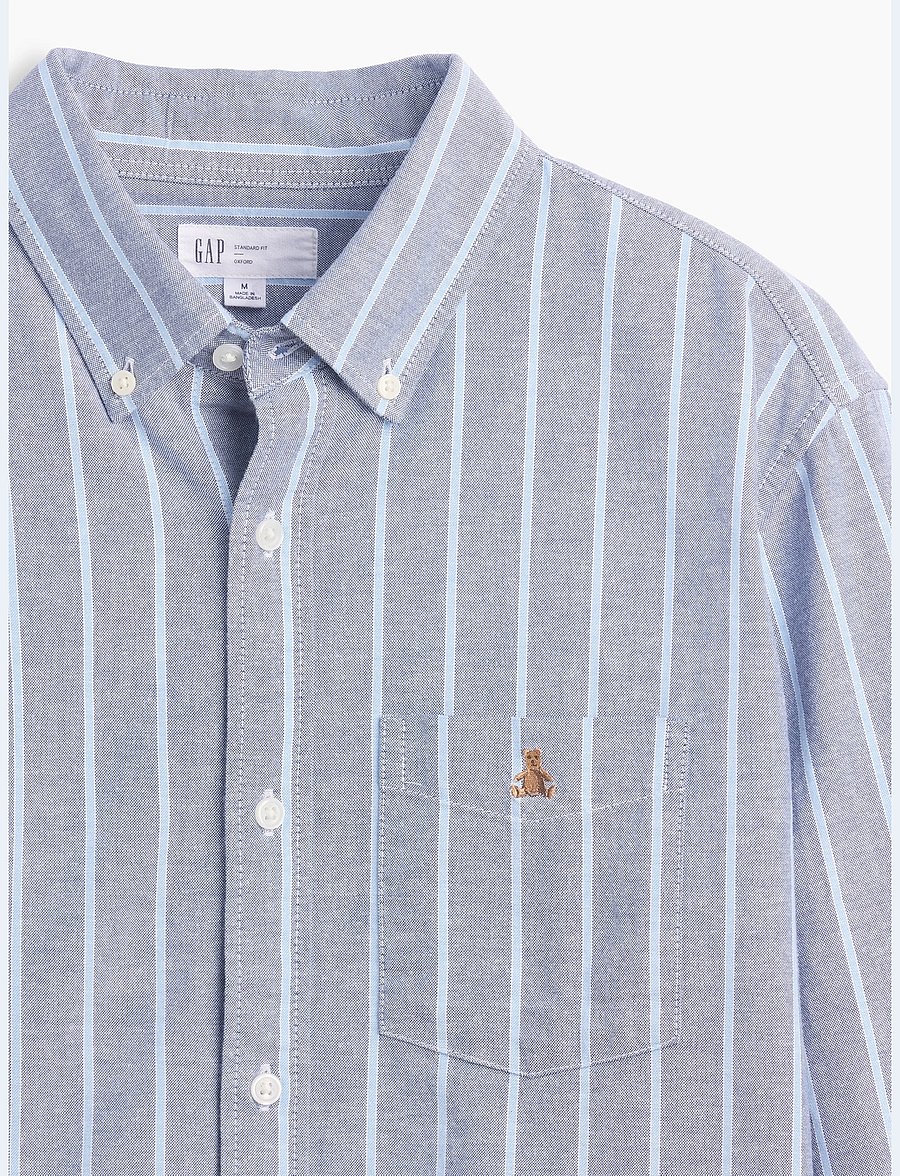 GAP - Oxford Shirt in Standard Fit - gestreifte hemden - blue track stripe - 4