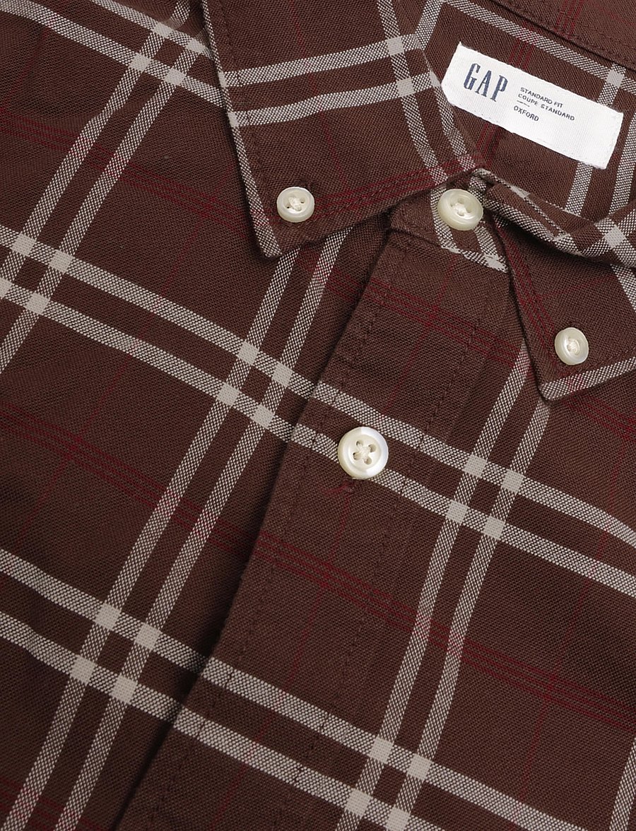 GAP - Oxford Shirt in Standard Fit - stribede skjorter - woodsy brown - 2
