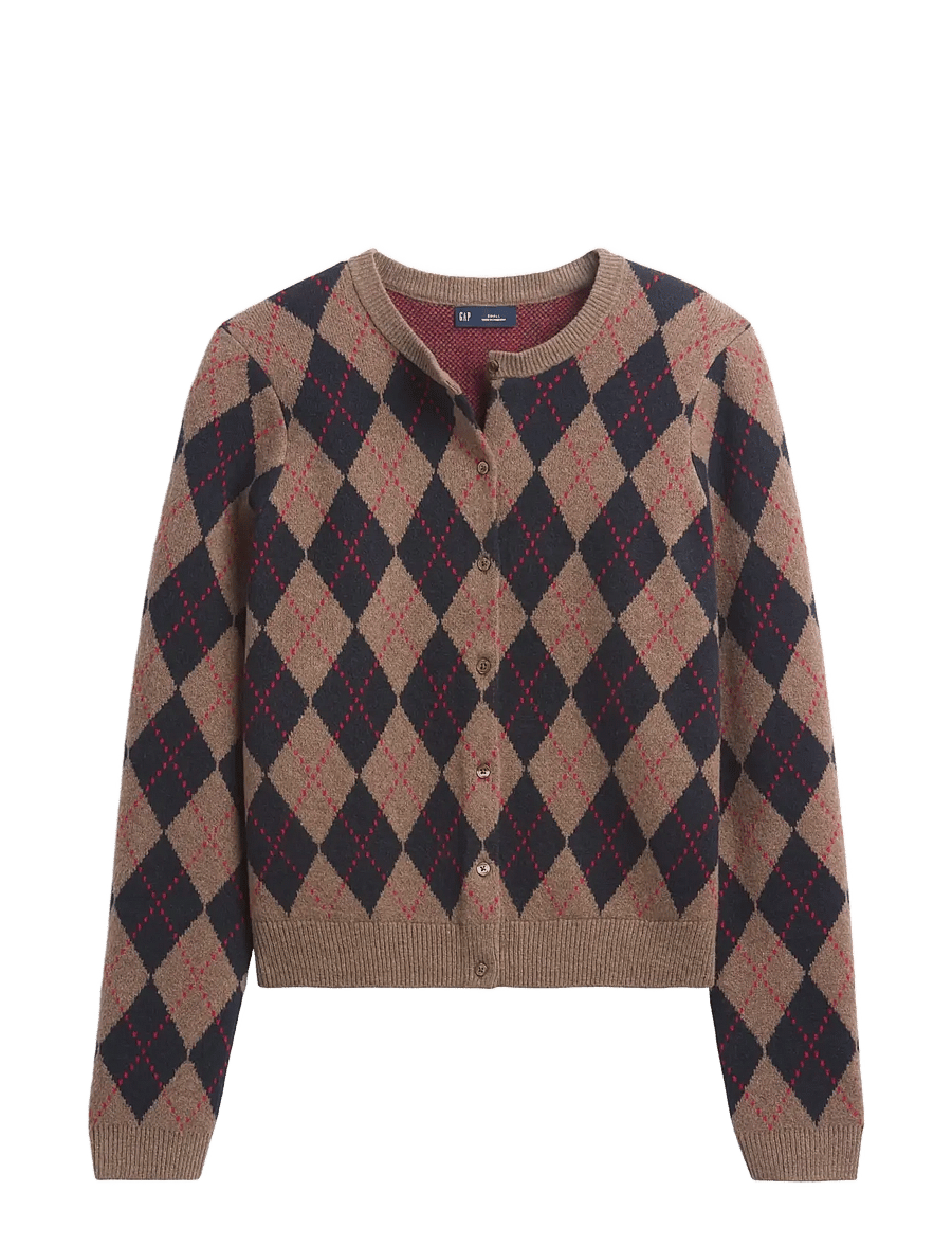 GAP - CashSoft Crop Cardigan from the GAP collection - strickjacken - blue argyle - 1