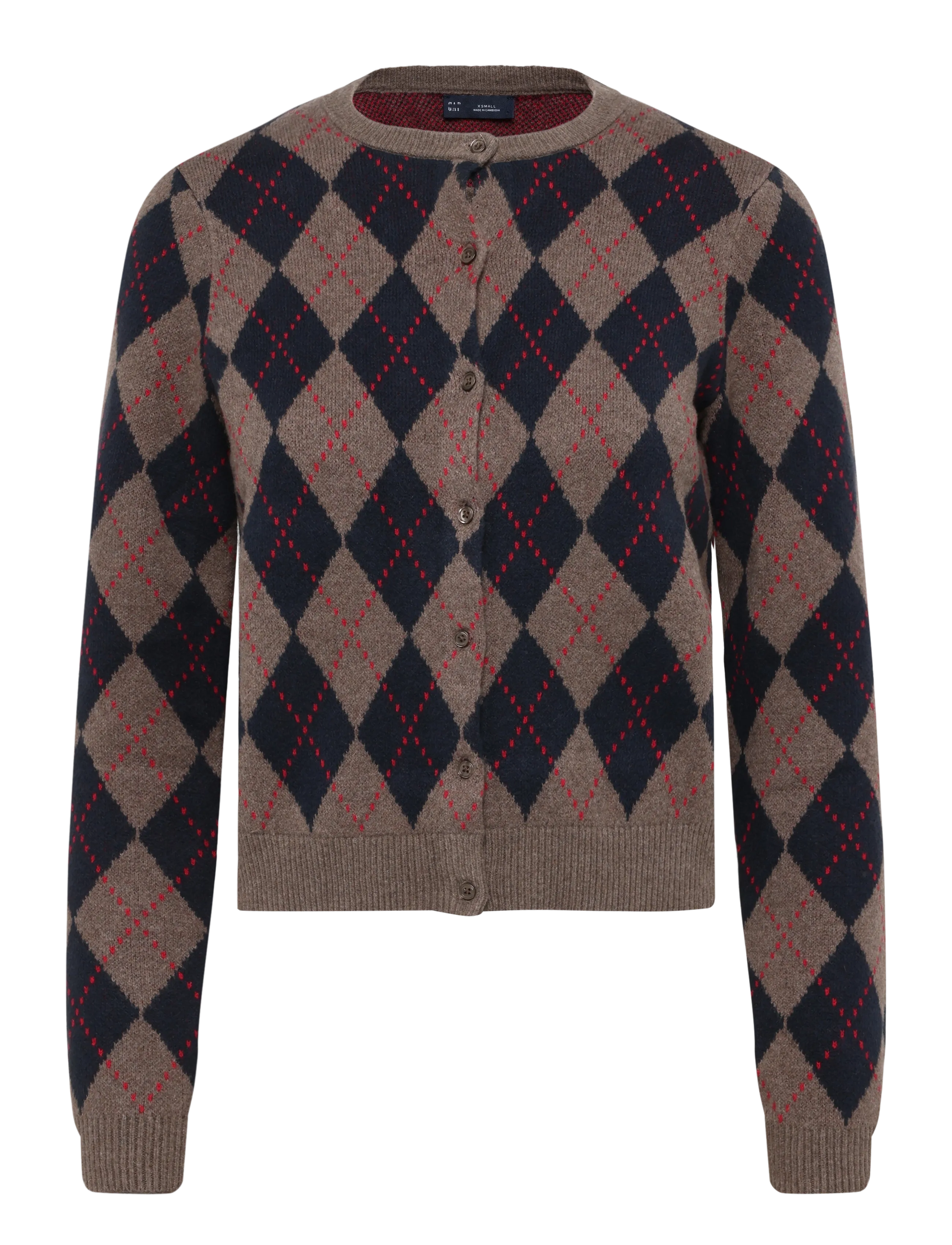 GAP CashSoft Crop Cardigan from the GAP collection - Cardigans - BLUE ARGYLE / brown