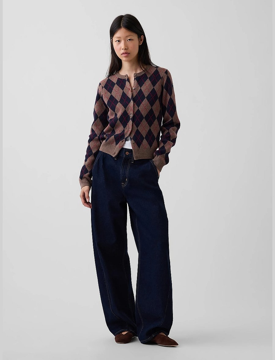 GAP - CashSoft Crop Cardigan from the GAP collection - strickjacken - blue argyle - 0