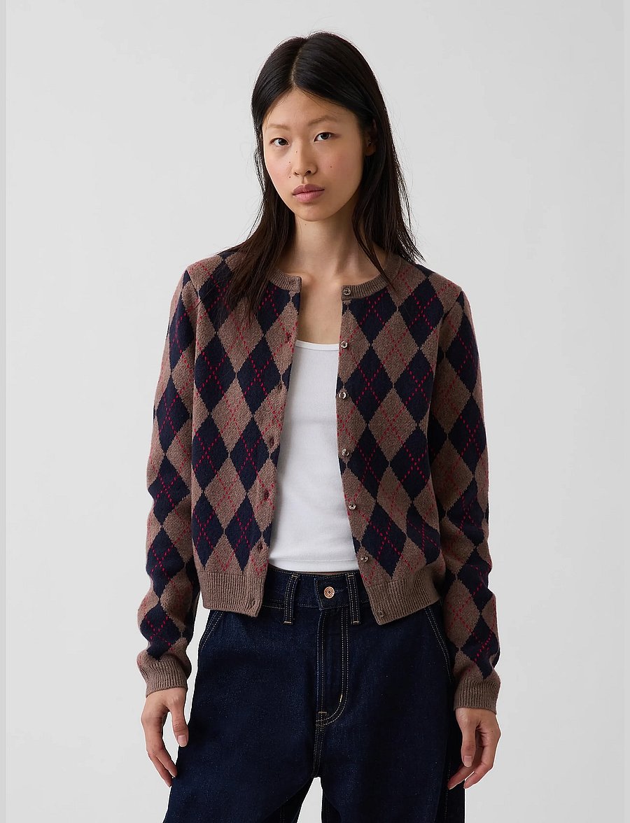 GAP - CashSoft Crop Cardigan from the GAP collection - strickjacken - blue argyle - 2