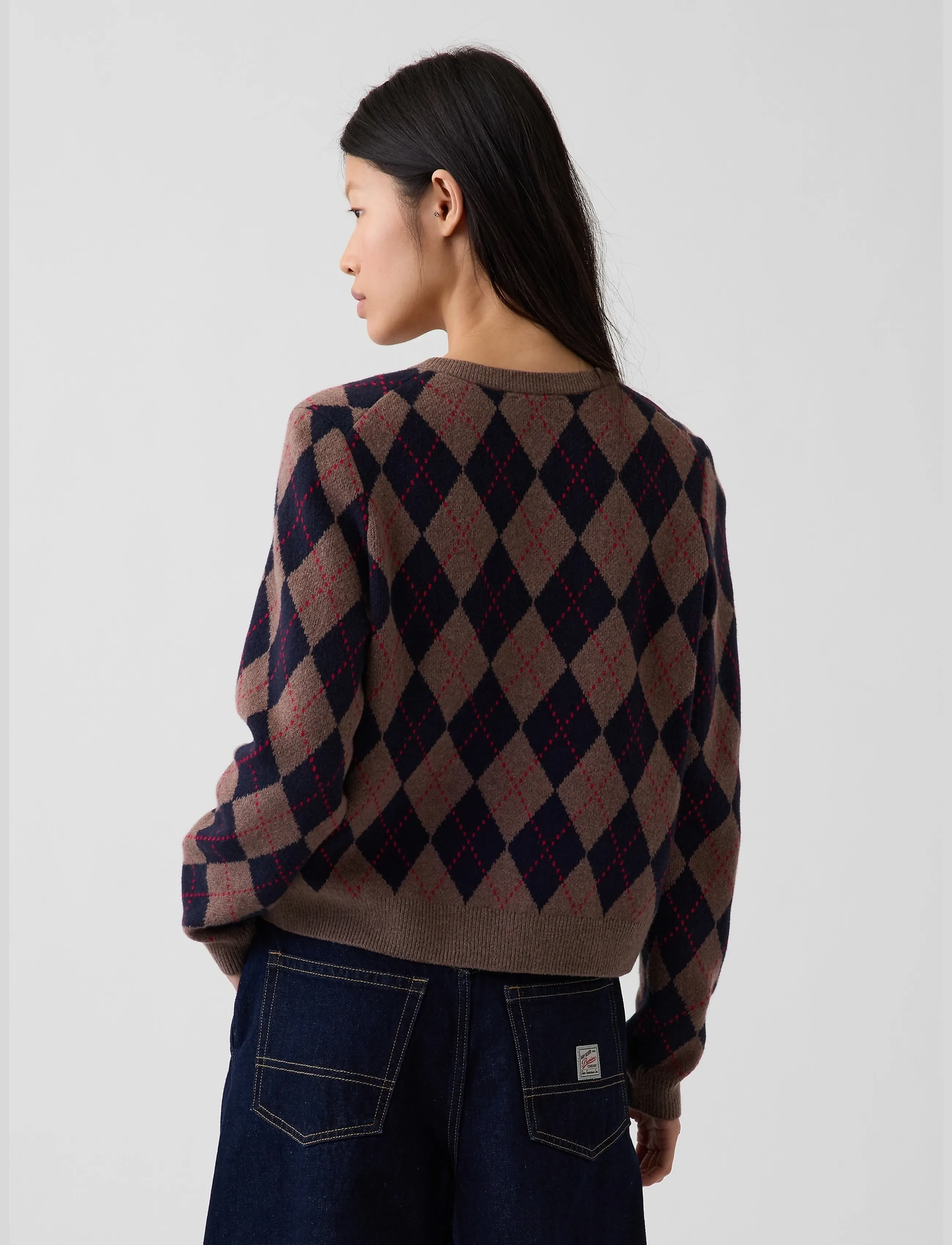GAP - CashSoft Crop Cardigan from the GAP collection - strickjacken - blue argyle - 3