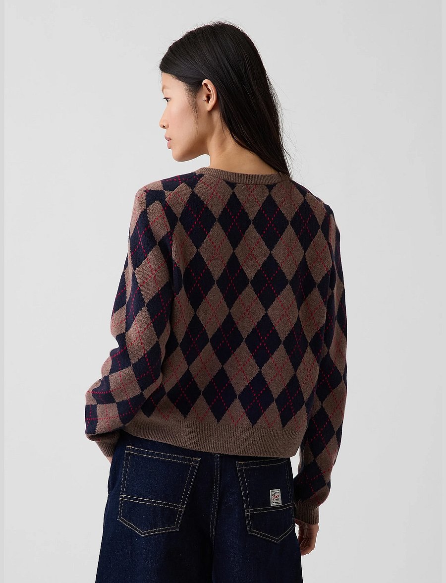 GAP - CashSoft Crop Cardigan from the GAP collection - strickjacken - blue argyle - 3