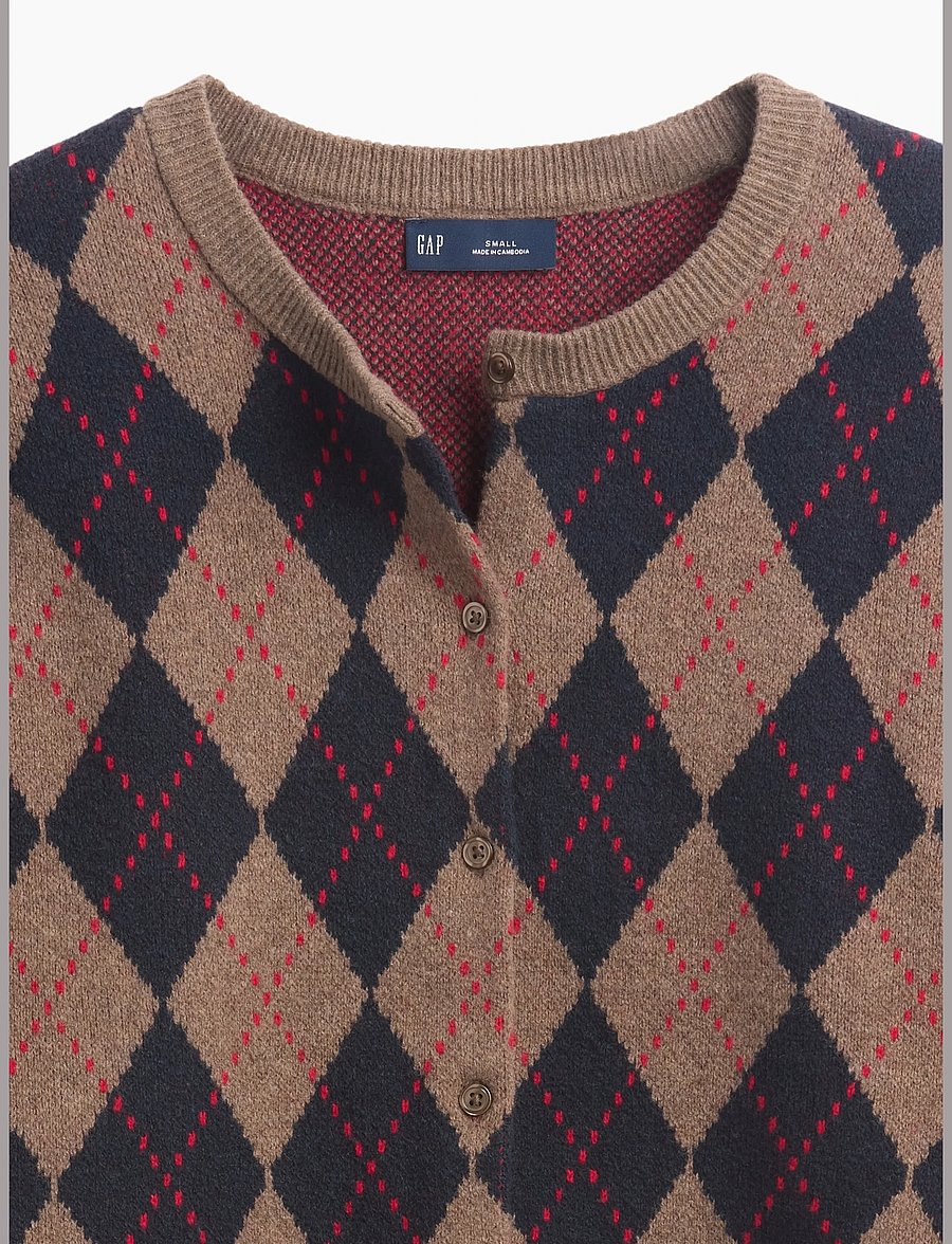 GAP - CashSoft Crop Cardigan from the GAP collection - strickjacken - blue argyle - 4