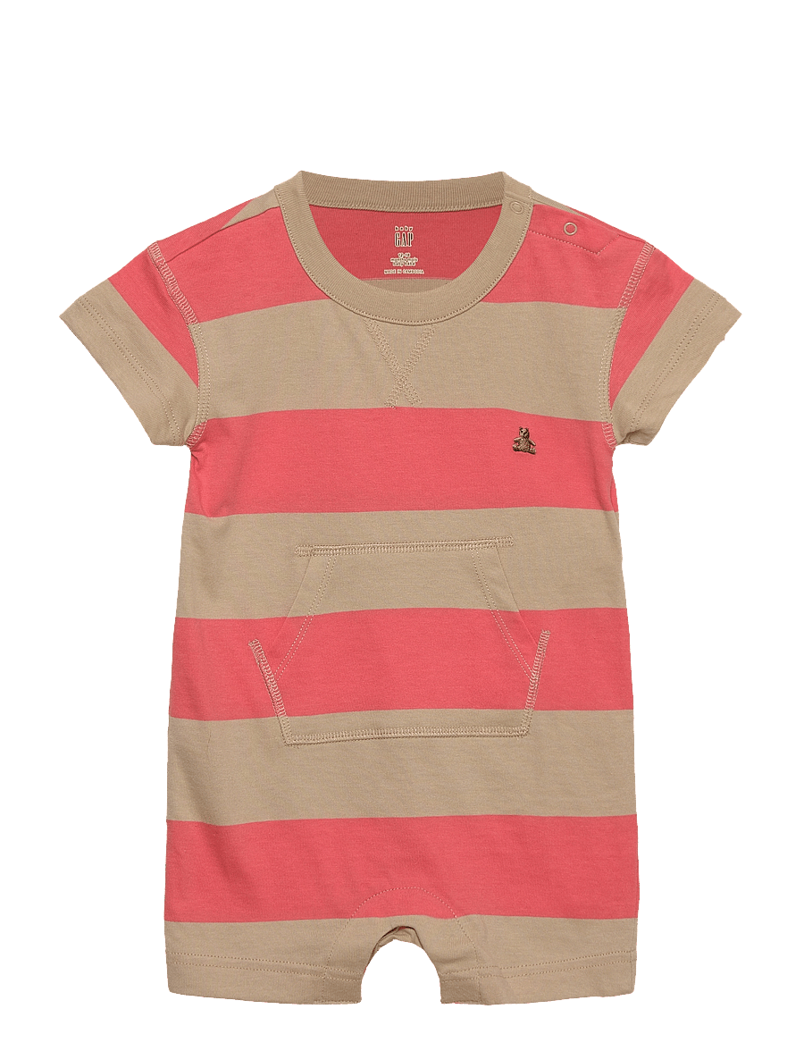GAP - Baby Rugby Stripe Shorty One-Piece - field stone - 0