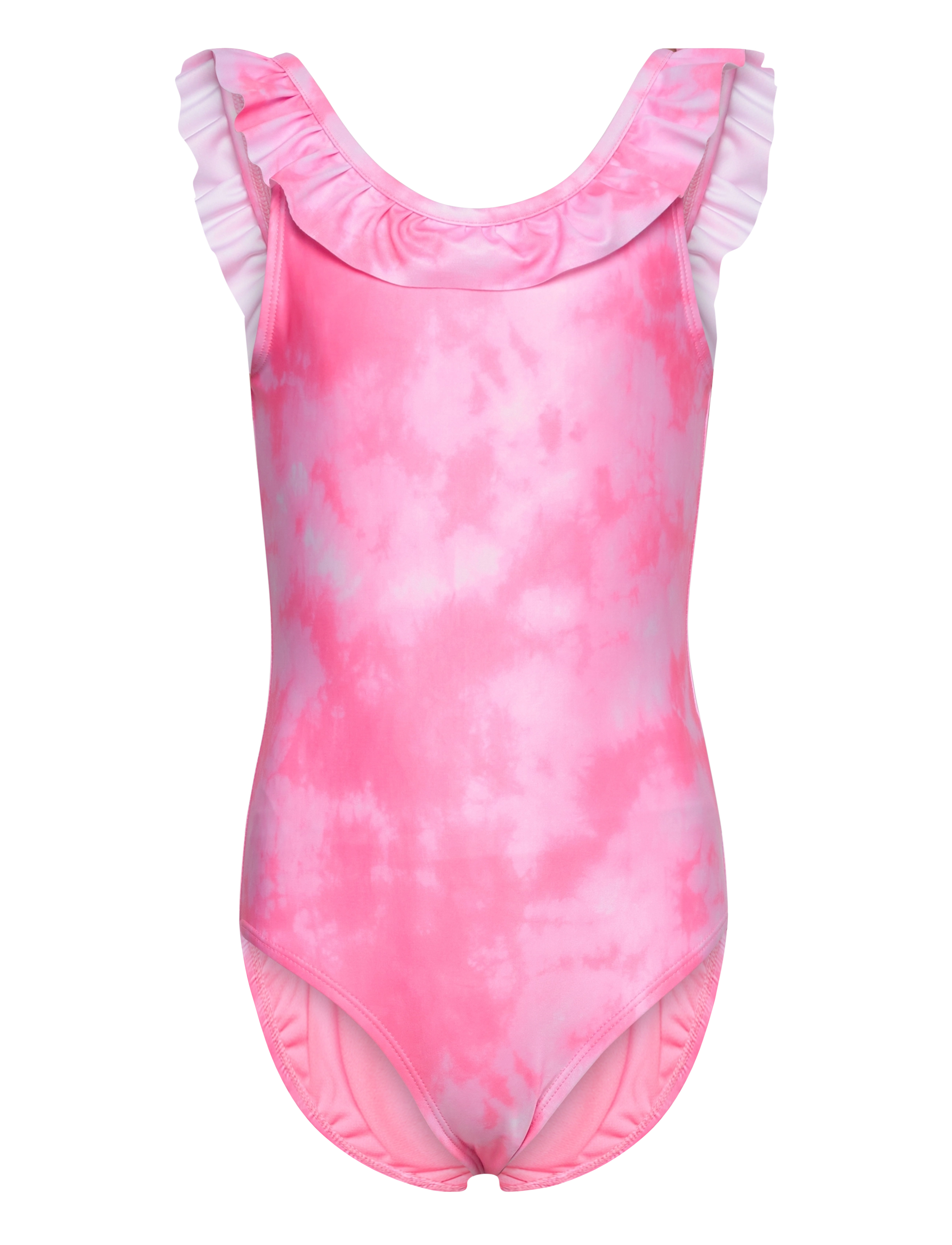 Kids Recycled Ruffle Swim One-Piece - PINK TIE DYE