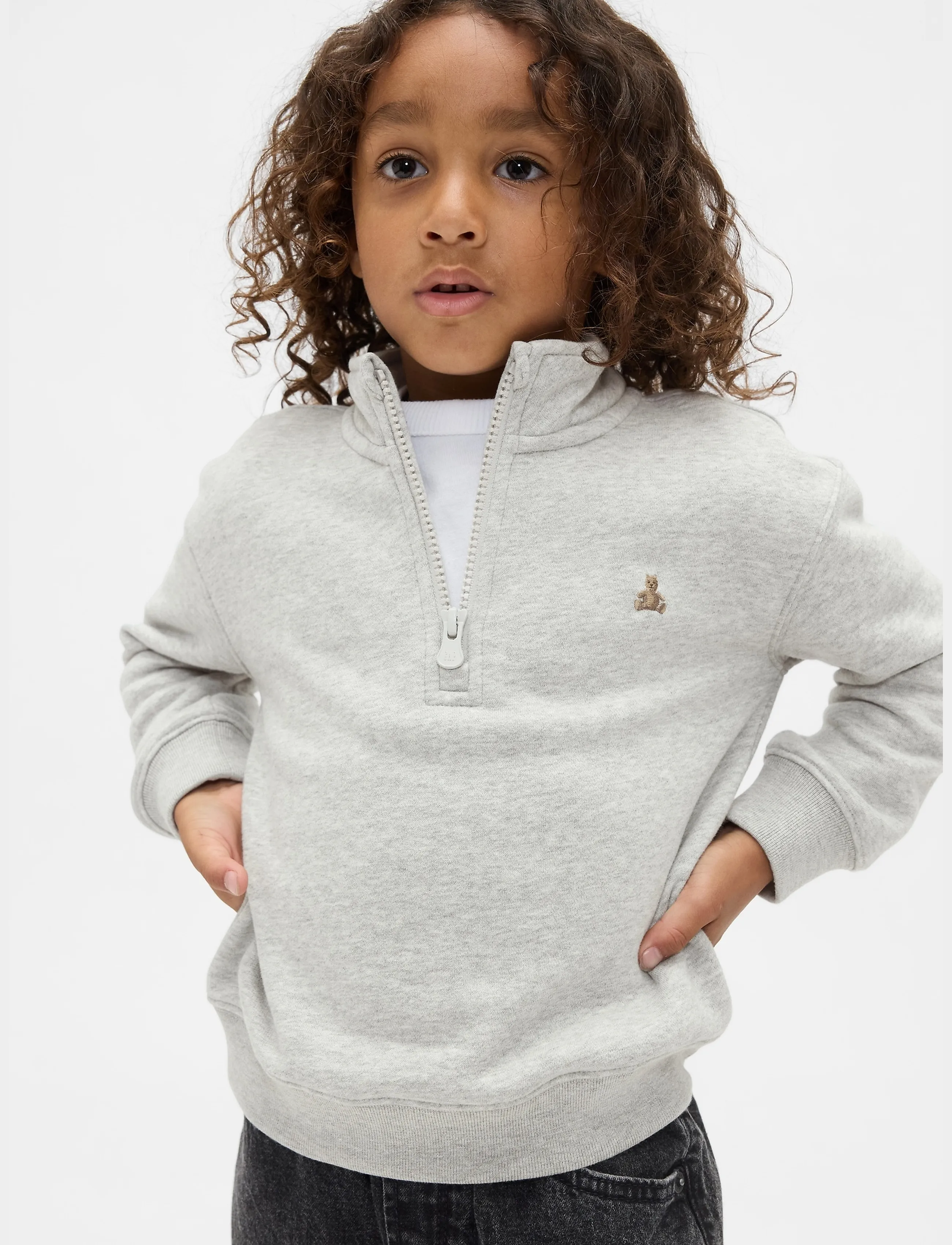 GAP Baby & Toddler Vintagesoft Quarter-Zip Pullover, 74/80, Sweatshirts Hoodies, Grau - Sweatshirts, Kinder