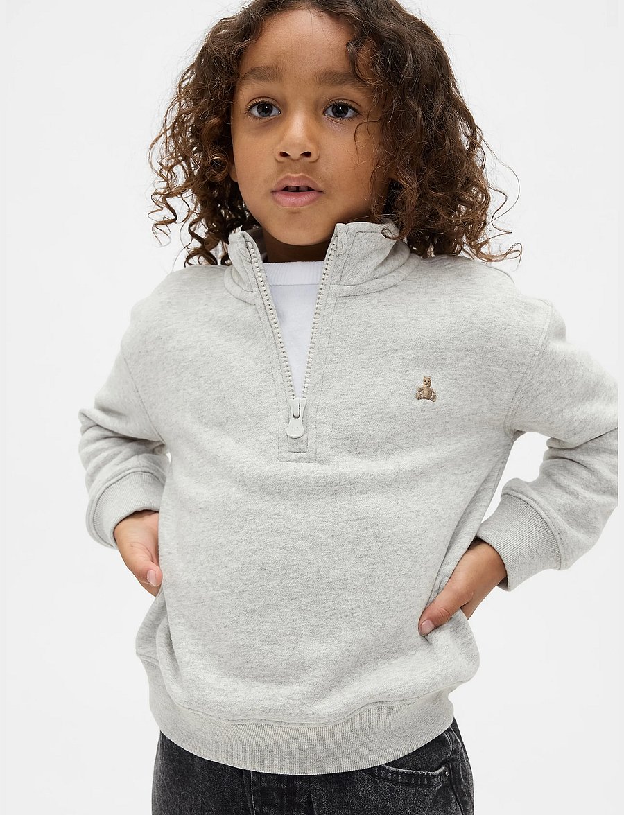 GAP - Baby & Toddler VintageSoft Quarter-Zip Pullover - sweatshirts - light heather grey b08 - 0