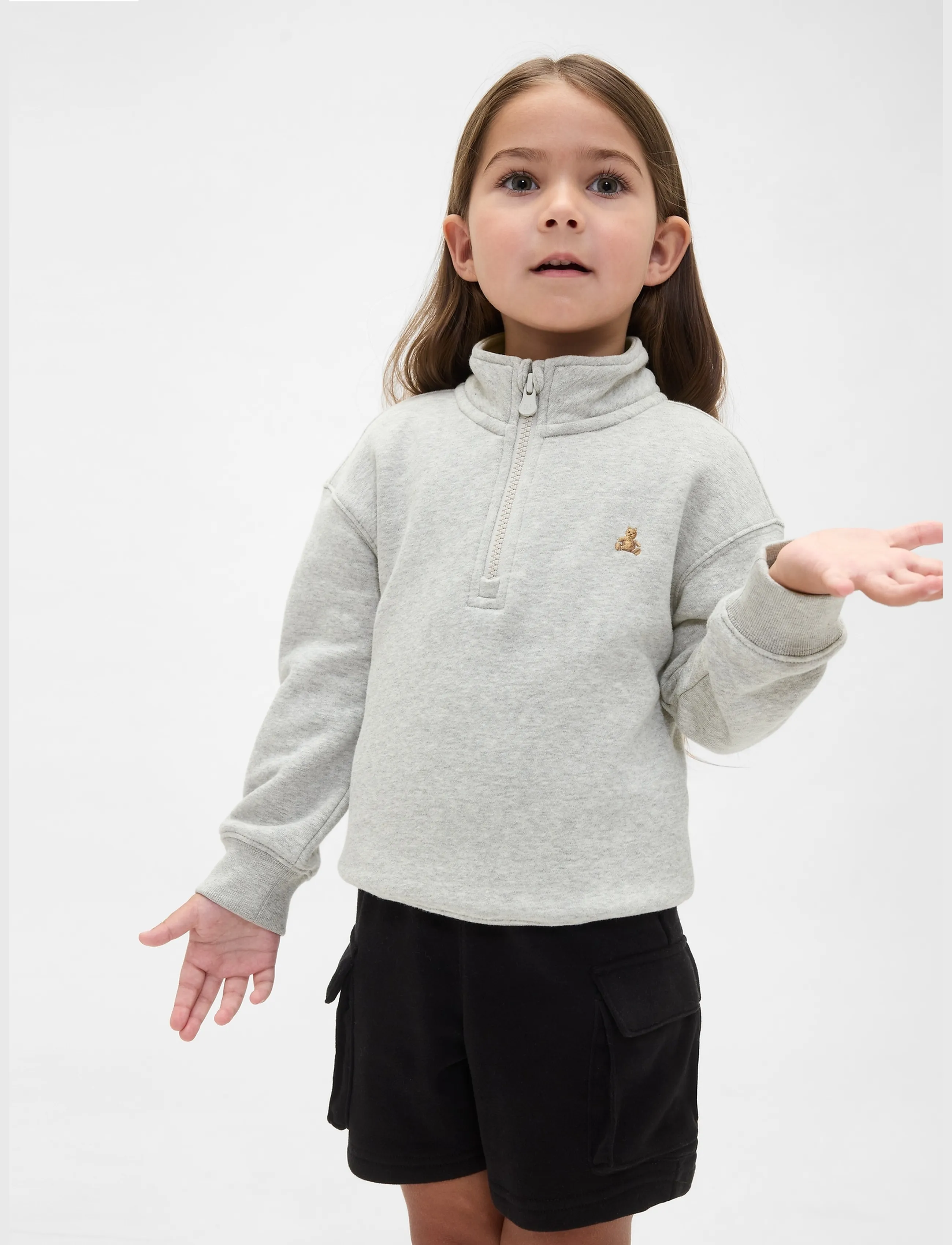 GAP - Baby & Toddler VintageSoft Quarter-Zip Pullover - sweatshirts - light heather grey b08 - 3