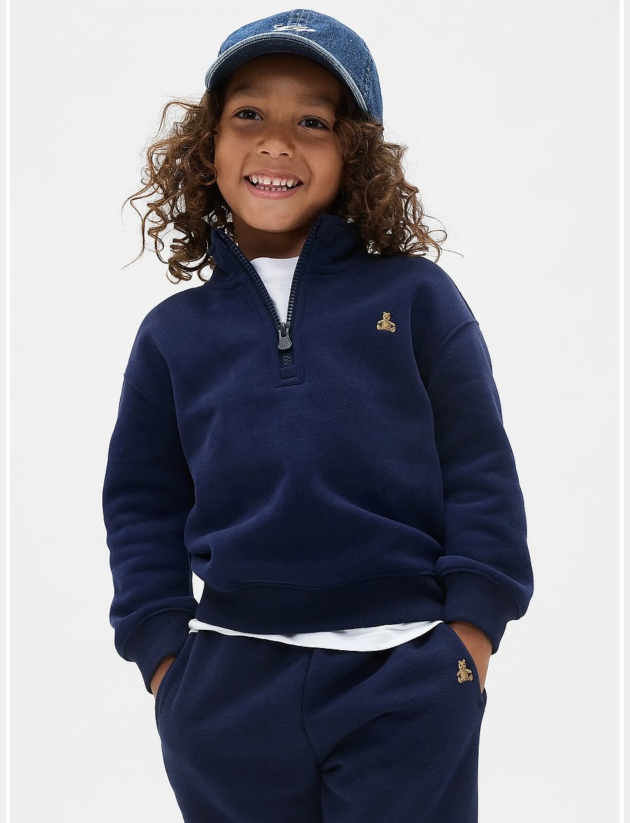 GAP - Baby & Toddler VintageSoft Quarter-Zip Pullover - sweatshirts - tapestry navy - 0