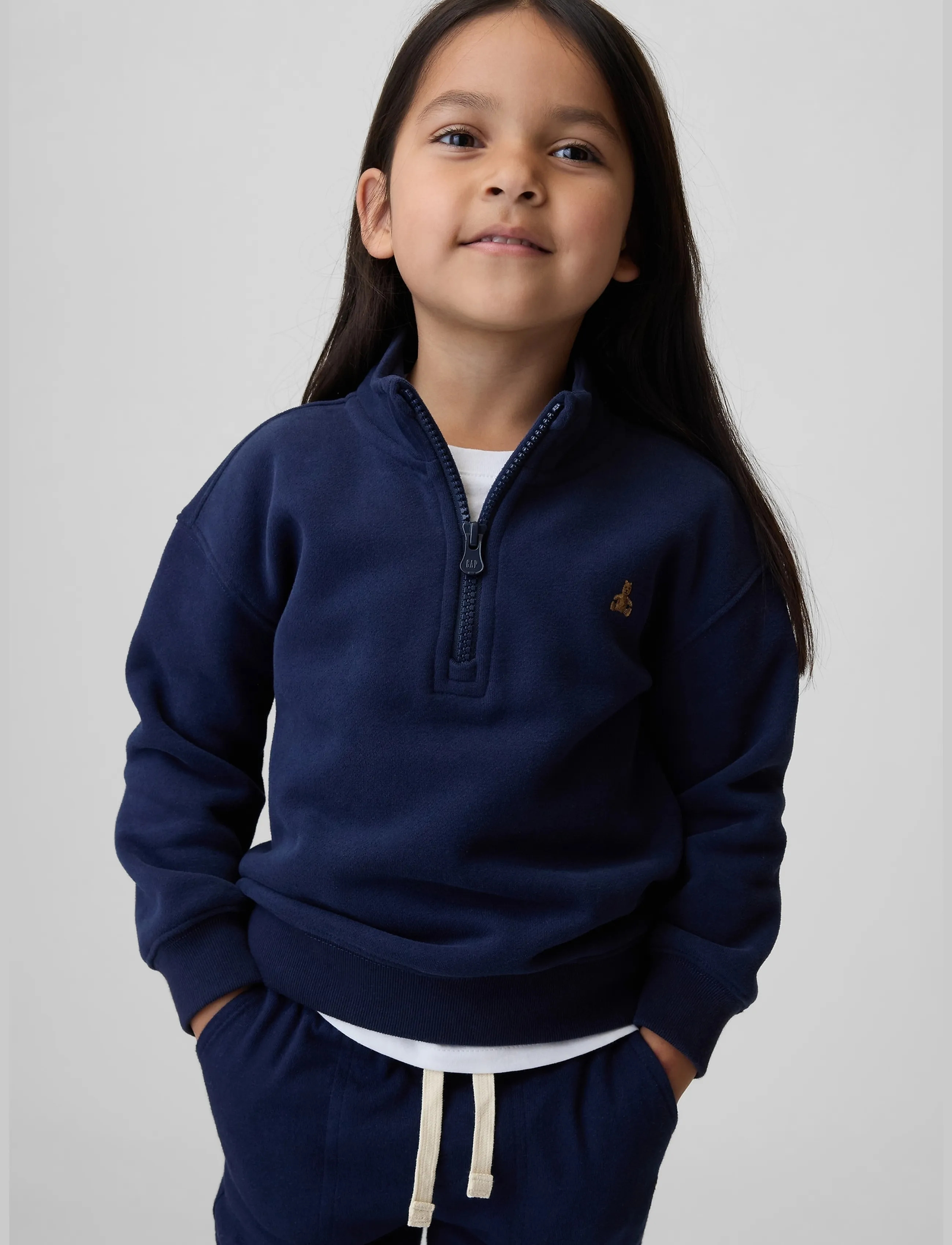 GAP - Baby & Toddler VintageSoft Quarter-Zip Pullover - sweatshirts - tapestry navy - 3