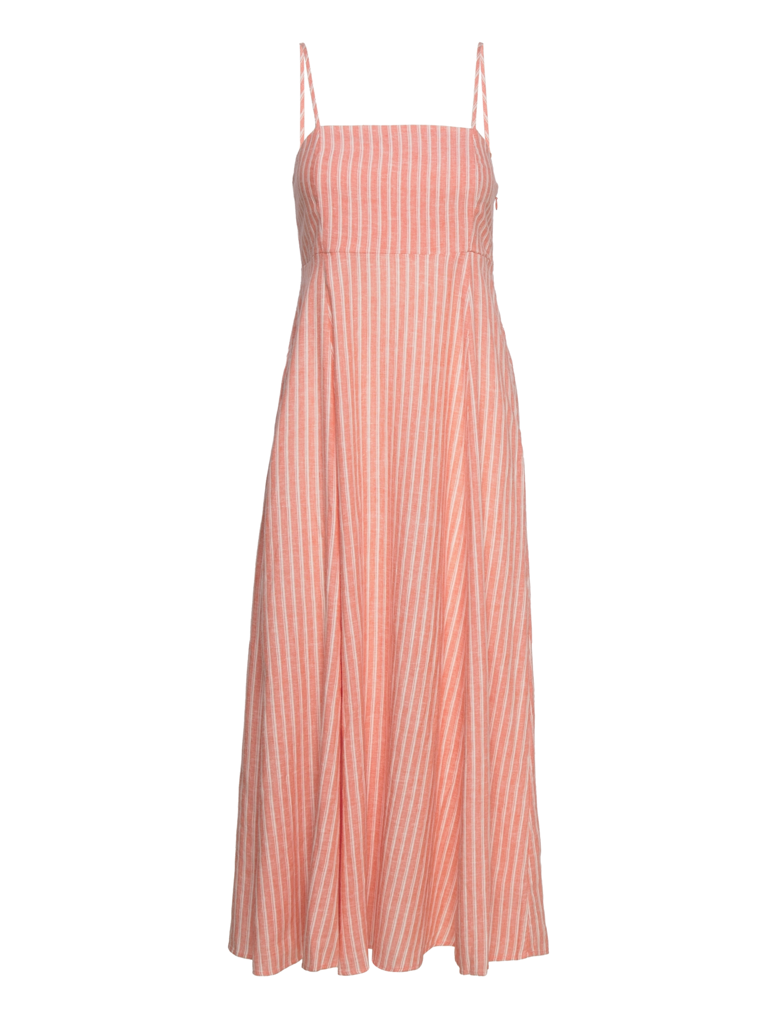 Linen Blend Empire Waist Maxi Dress - NEW CORAL STRIPE