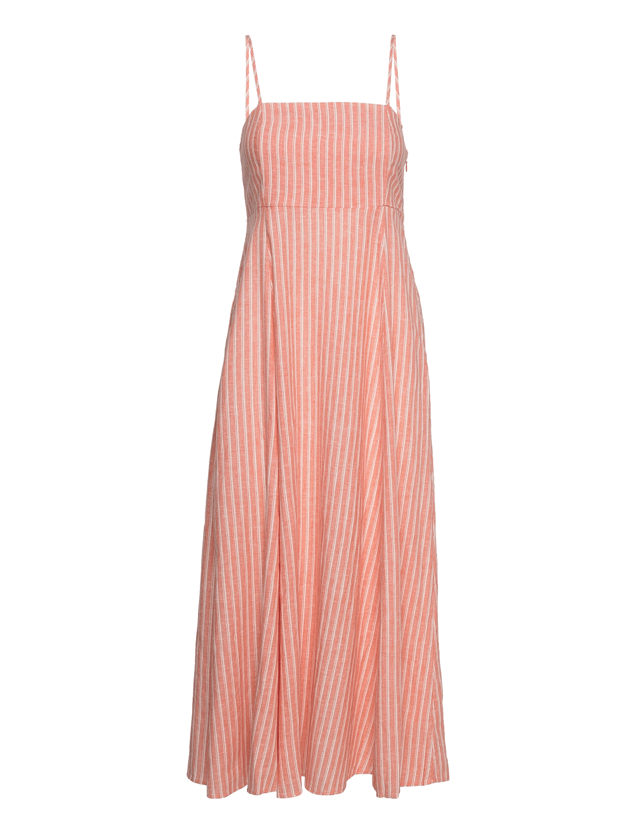 Linen Blend Empire Waist Maxi Dress - NEW CORAL STRIPE