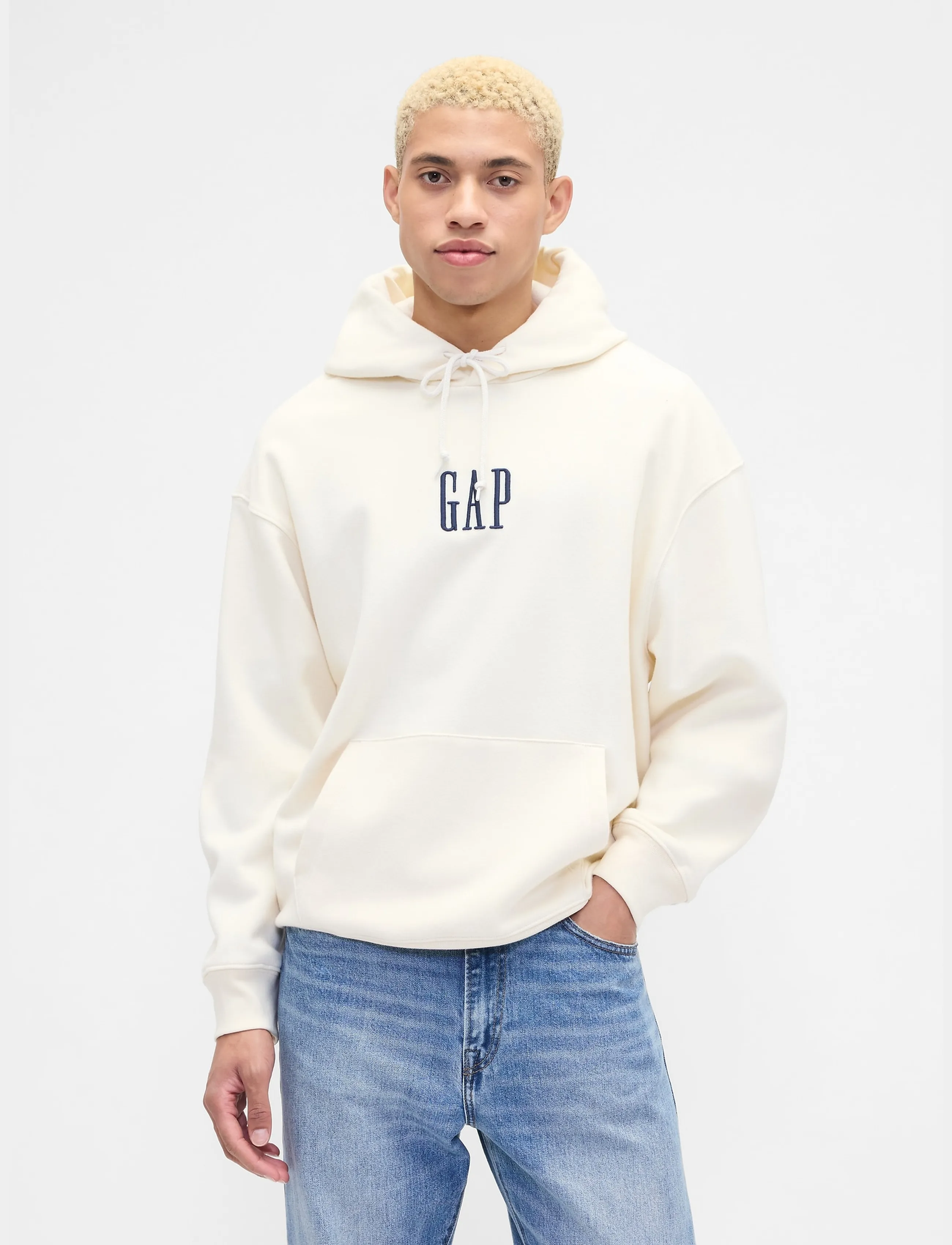 GAP Adult Vintage Soft Oversized Gap Mini-Logo Hoodie - Tøj - IVORY FROST / cream