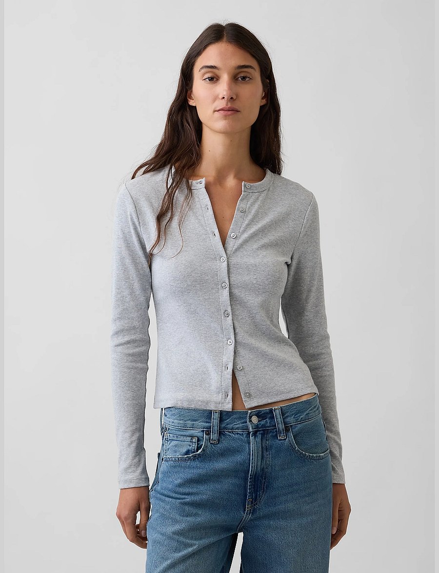 GAP - Modern Crewneck Cardigan from the GAP collection - kardiganid - bc15 lt grey heather - 0