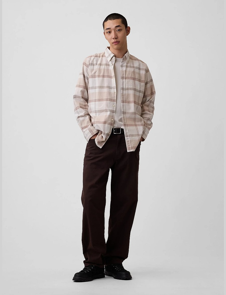 GAP - Plaid Oxford Button-Down Shirt from the GAP collection - checkered shirts - cream check - 0