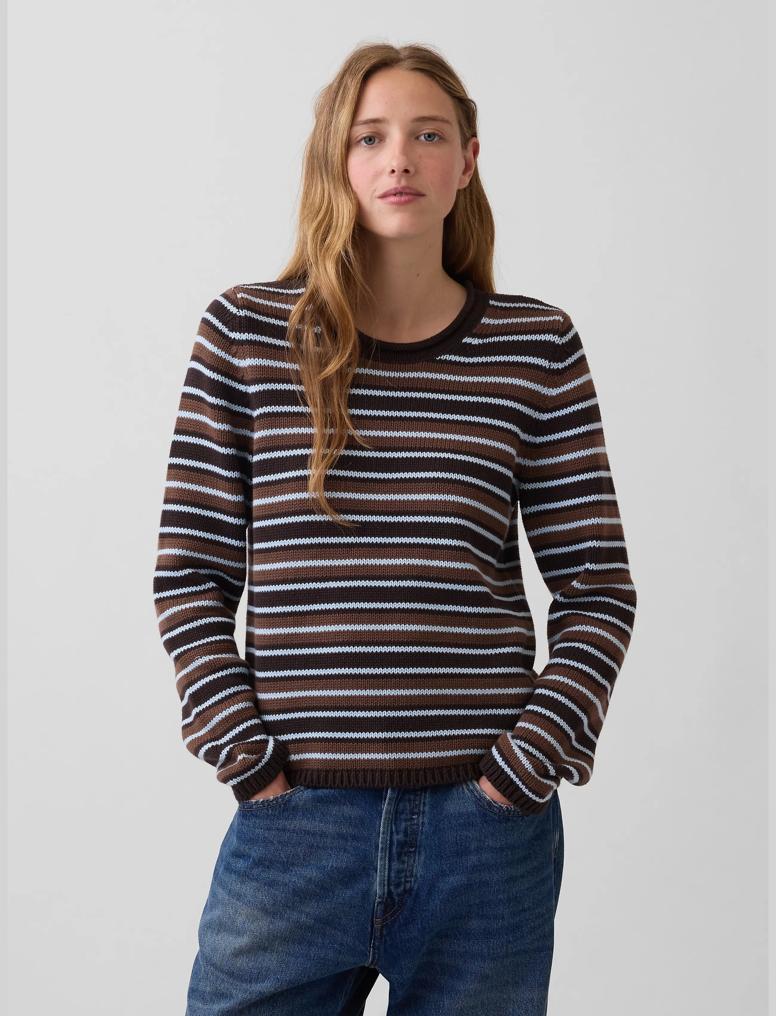 GAP - 100% Cotton Rollneck Sweater from the GAP collection - jumpers - brown stripe - 0
