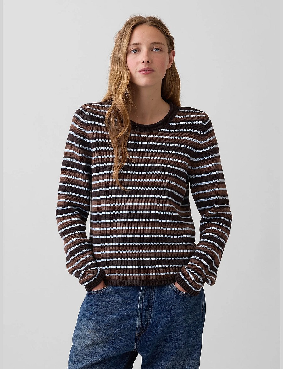 GAP - 100% Cotton Rollneck Sweater from the GAP collection - striktrøjer - brown stripe - 0