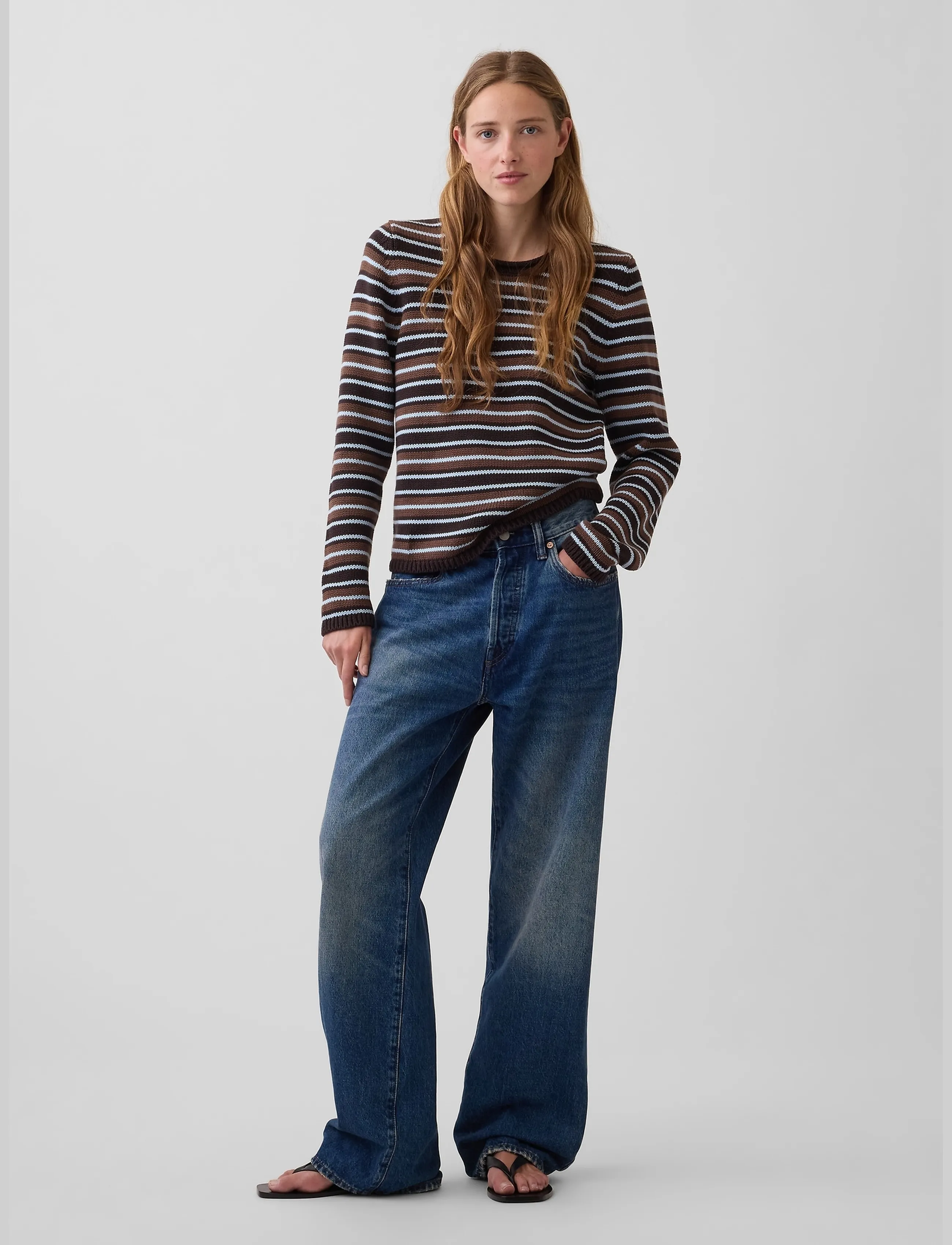 GAP - 100% Cotton Rollneck Sweater from the GAP collection - jumpers - brown stripe - 2