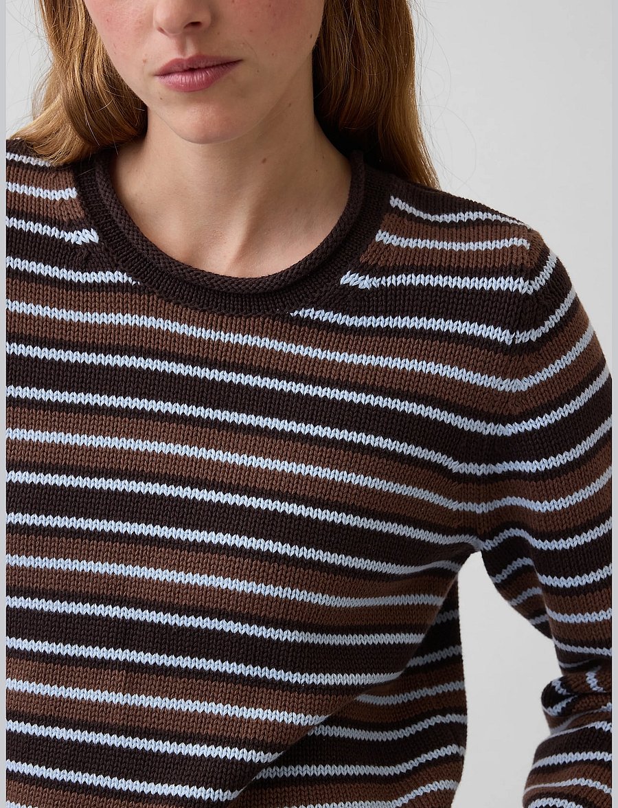 GAP - 100% Cotton Rollneck Sweater from the GAP collection - striktrøjer - brown stripe - 4