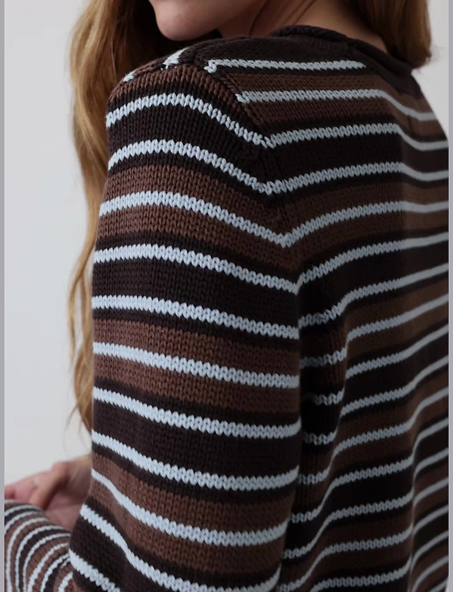 GAP - 100% Cotton Rollneck Sweater from the GAP collection - striktrøjer - brown stripe - 5
