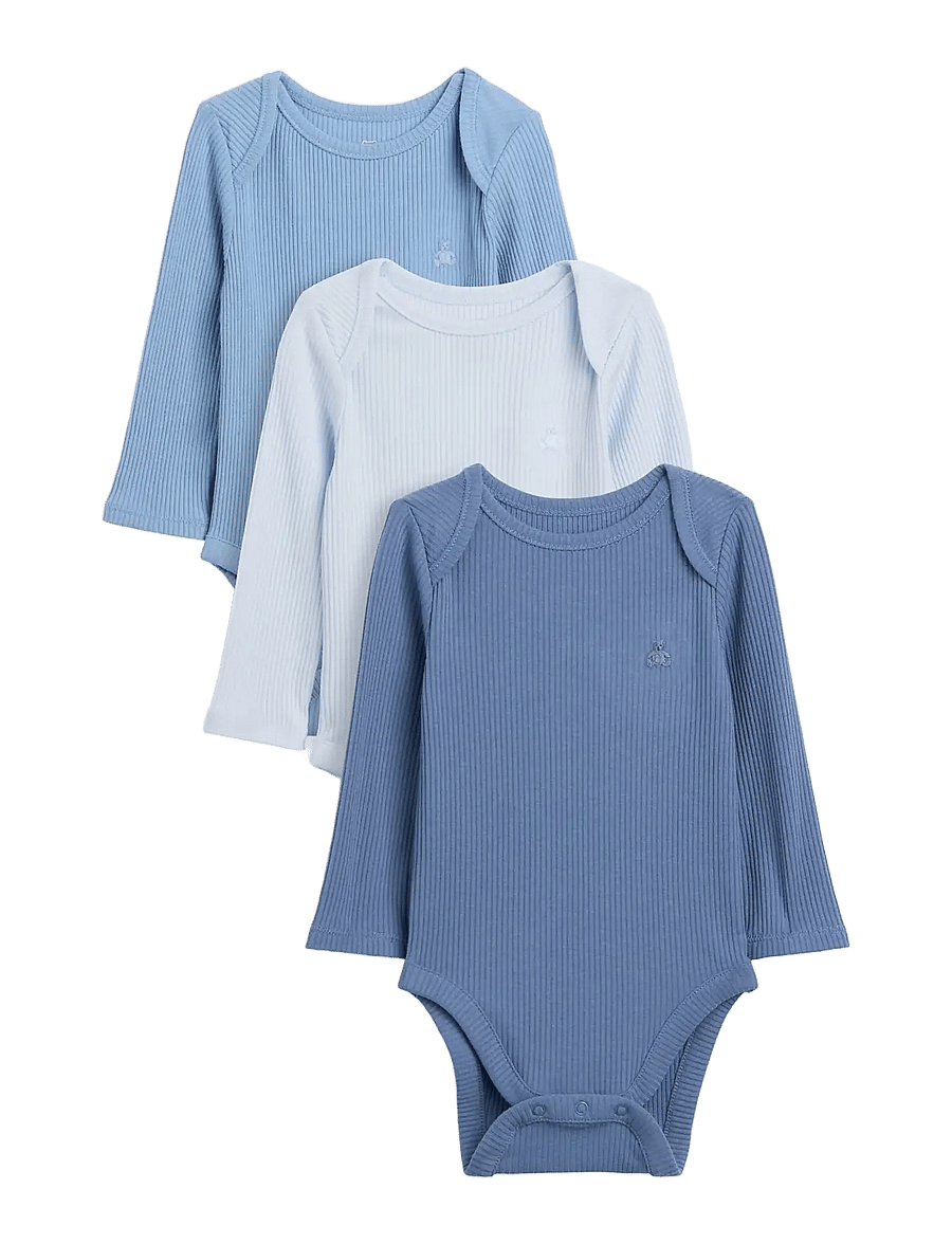 GAP - Baby First Favorites TinyRib Pocket Bodysuit (3-Pack) - bainbridge blue - 1