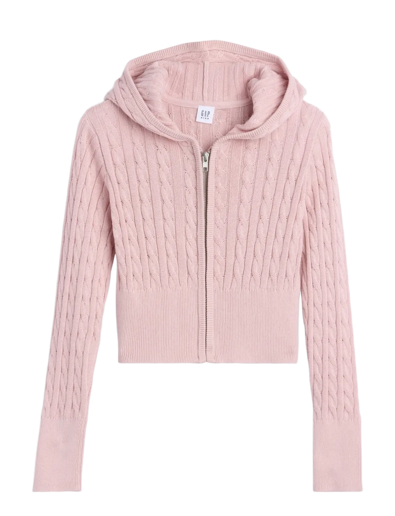 GAP Kids Cable-Knit Sweater Zip Hoodie - New Arrivals - PRIMITIVE / pink/rose