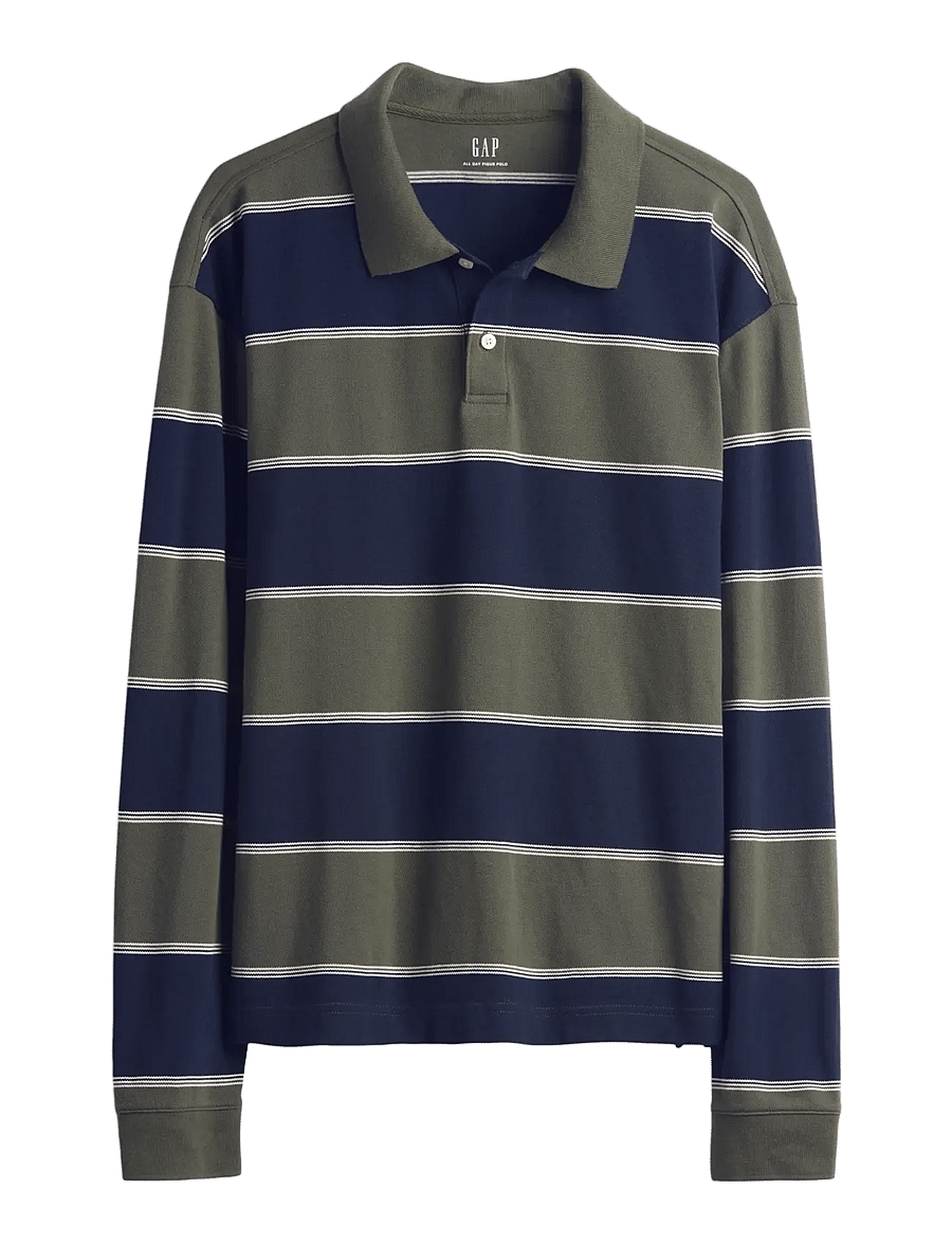 GAP - Long-Sleeved Polo Shirt from the GAP collection - langärmelig - navy stripe - 1