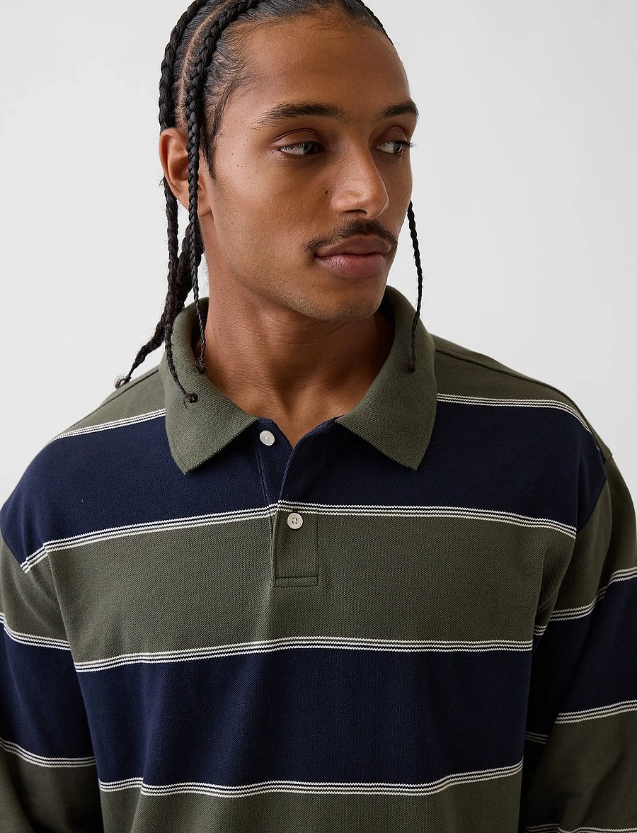 GAP - Long-Sleeved Polo Shirt from the GAP collection - langärmelig - navy stripe - 2