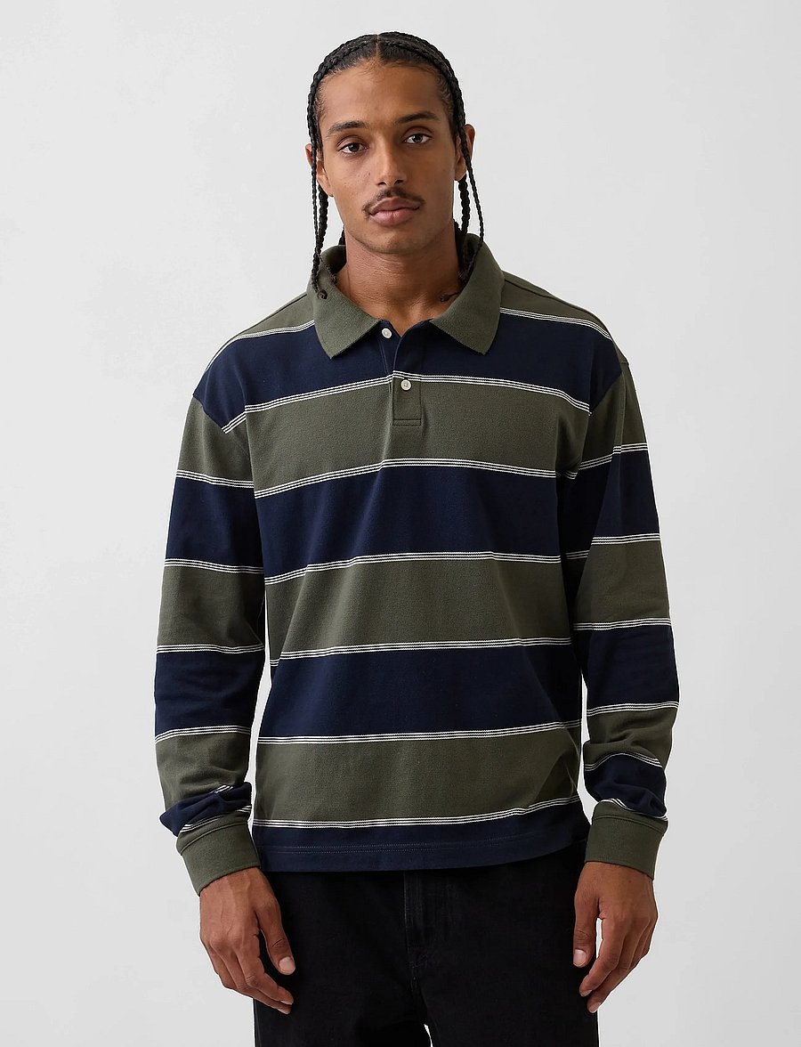 GAP - Long-Sleeved Polo Shirt from the GAP collection - langärmelig - navy stripe - 4