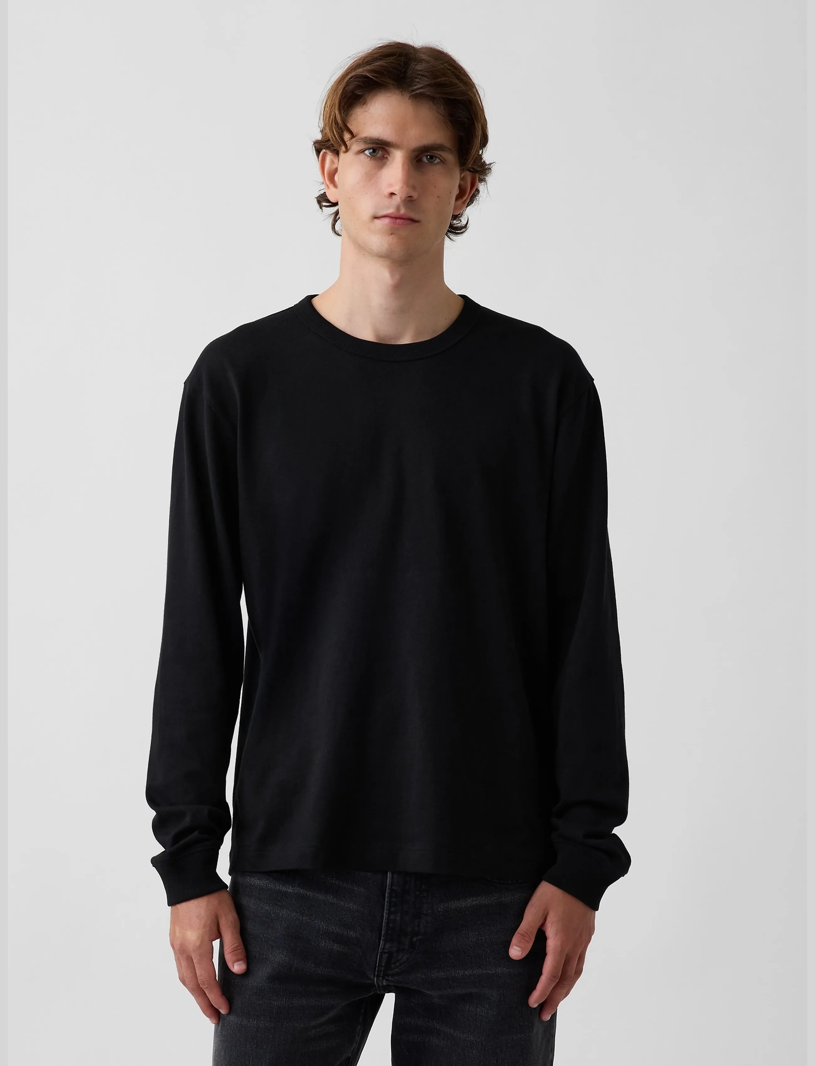 GAP - Long-Sleeved Heavy Relaxed T-Shirt from the GAP collection - långärmade t-shirts - black - 4