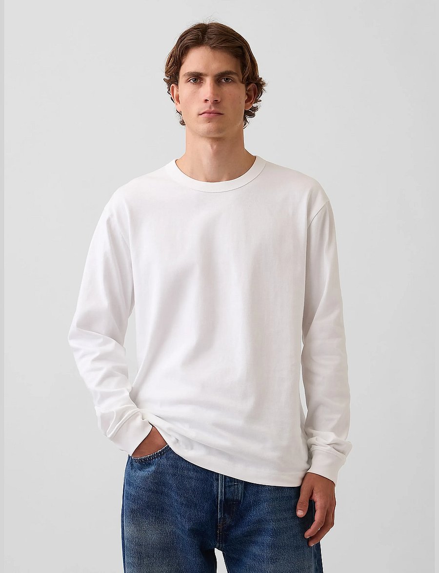 GAP - Long-Sleeved Heavy Relaxed T-Shirt from the GAP collection - långärmade t-shirts - fresh white - 4