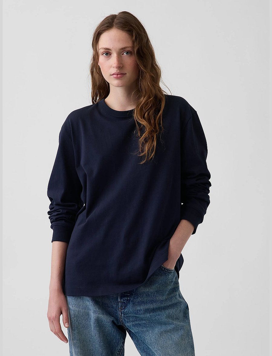 GAP - Long-Sleeved Heavy Relaxed T-Shirt from the GAP collection - langärmelige t-shirts - new classic navy - 5